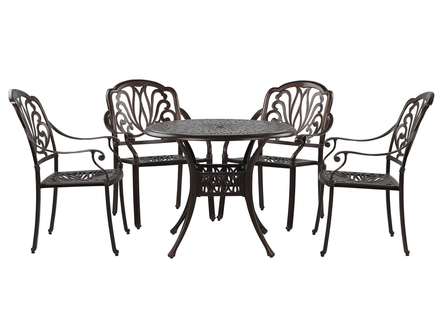 Garden Dining Set 4 Seater ANCONA with Cushions Metal Dark Brown