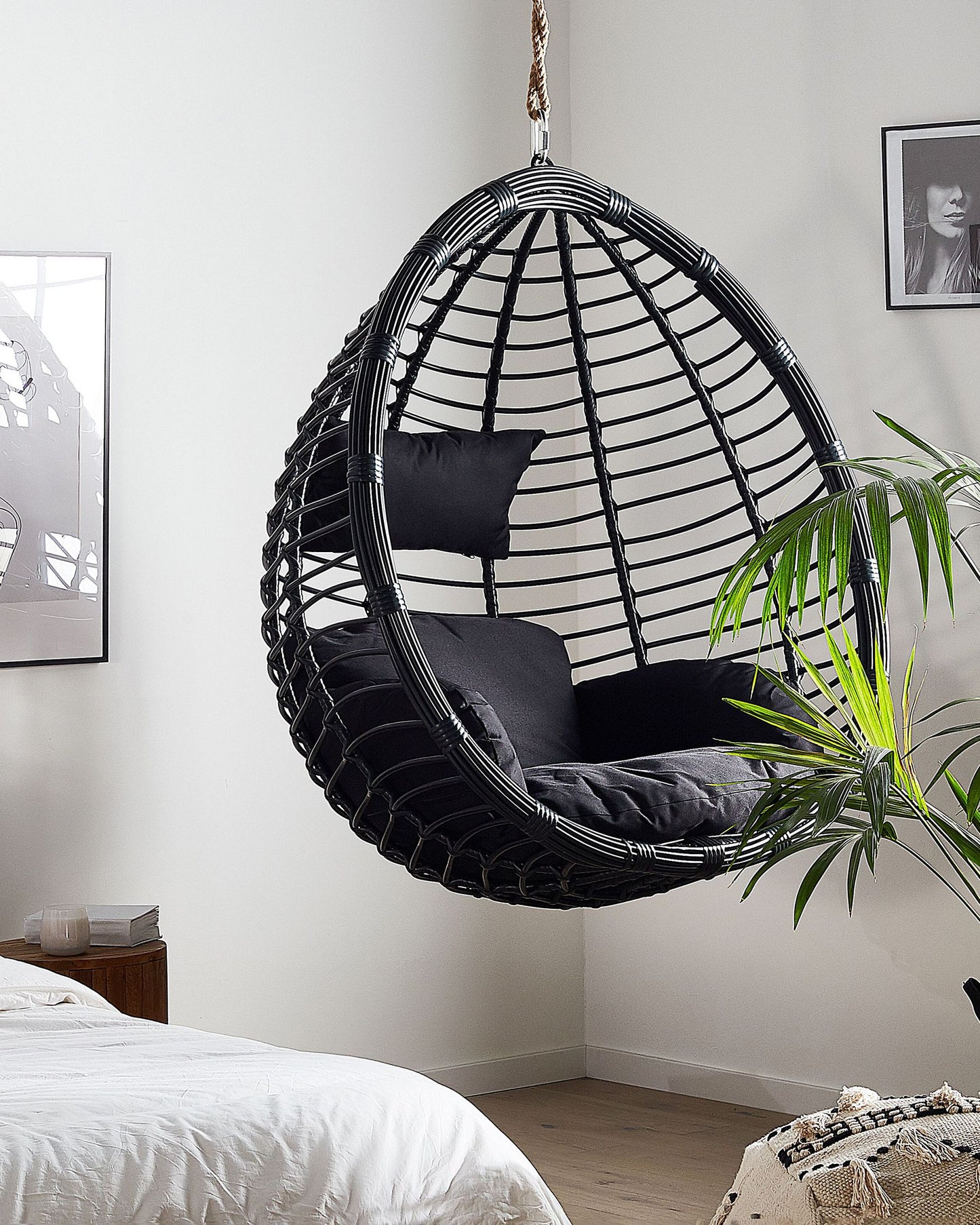 Hanging Chair TOLLO PE Rattan Black