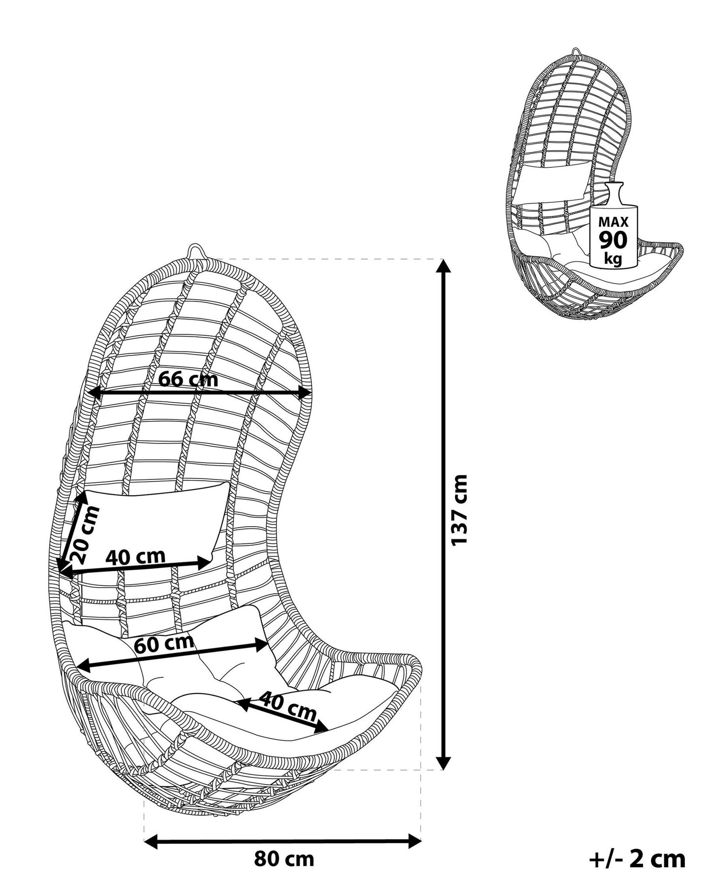 Hanging Chair PINETO PE Rattan Natural
