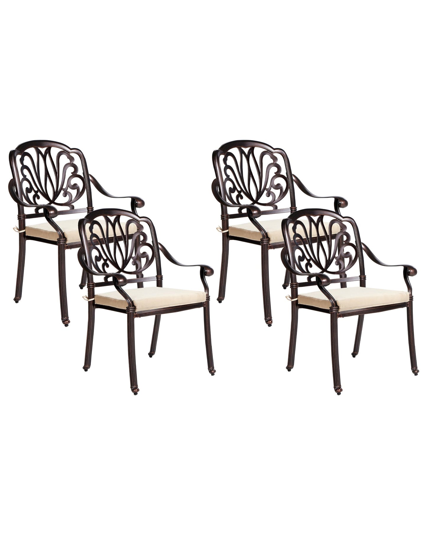 Set of 4 Garden Chairs with Cushions ANCONA Metal Dark Brown