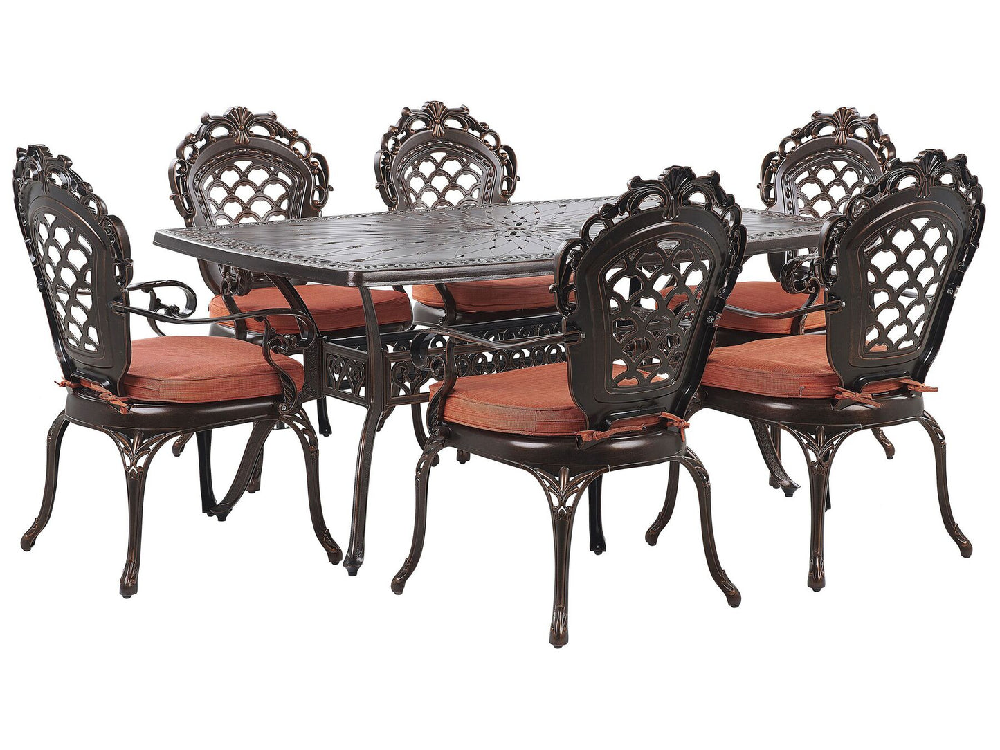 Garden Dining Set 6 Seater LIZZANO with Cushions Metal Dark Brown