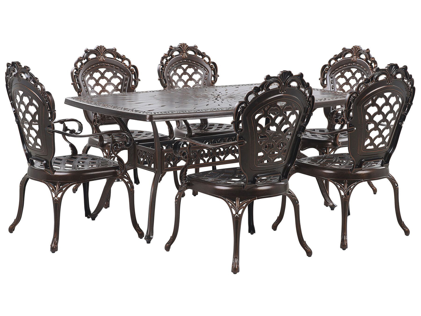 Garden Dining Set 6 Seater LIZZANO with Cushions Metal Dark Brown