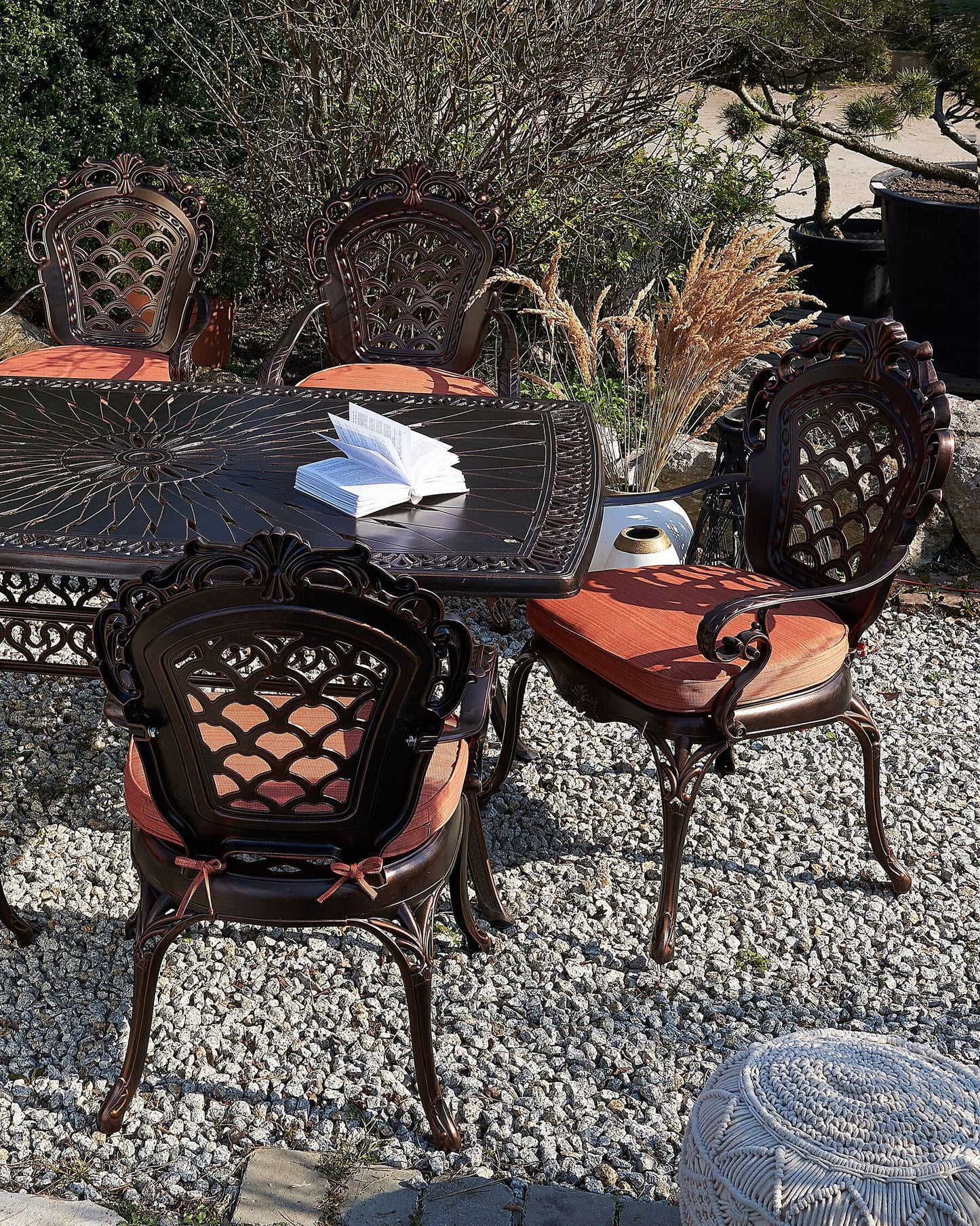 Set of 2 Garden Chairs with Cushions LIZZANO Metal Dark Brown