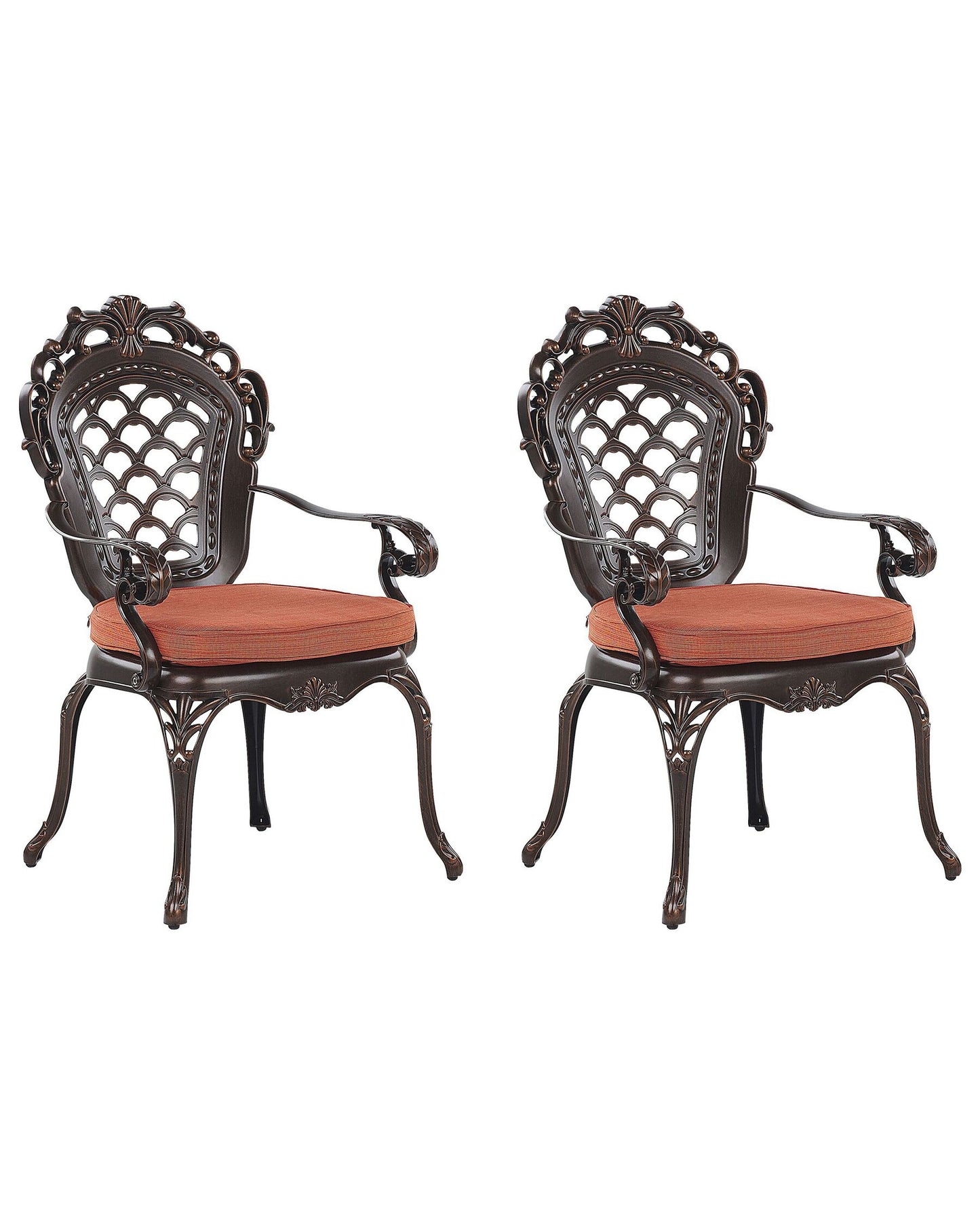 Set of 2 Garden Chairs with Cushions LIZZANO Metal Dark Brown