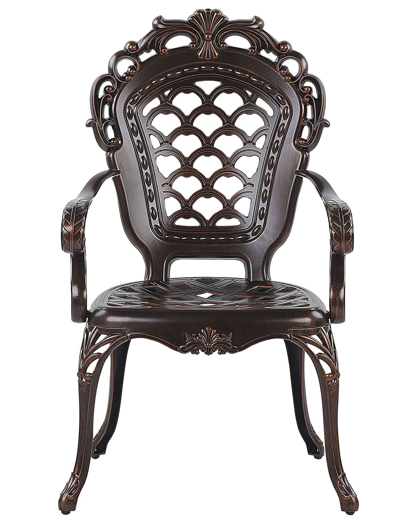 Set of 2 Garden Chairs with Cushions LIZZANO Metal Dark Brown