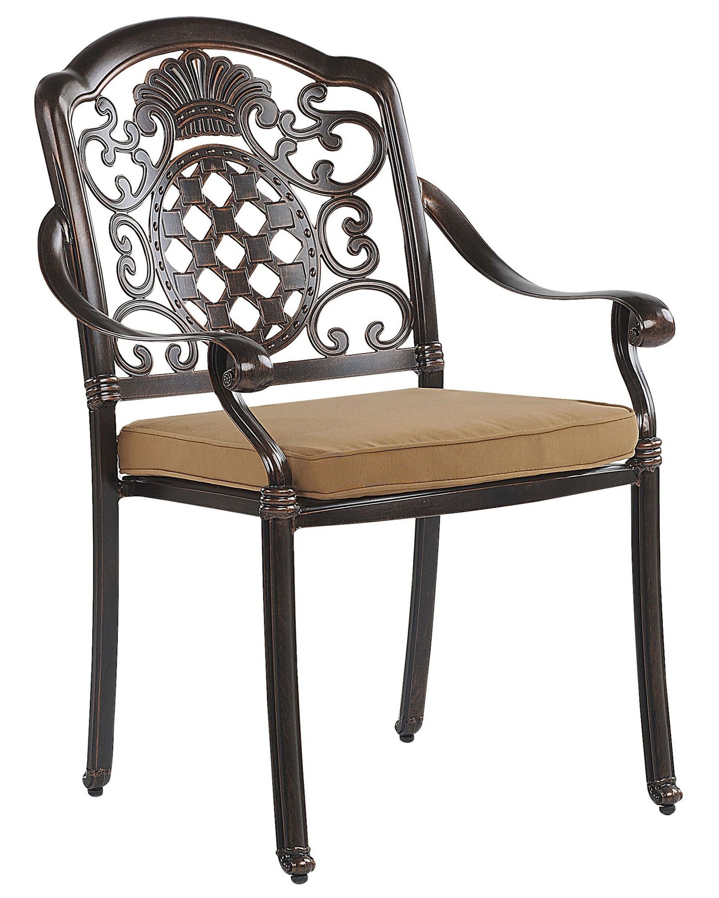 Set of 4 Garden Chairs with Cushions SALENTO Metal Dark Brown