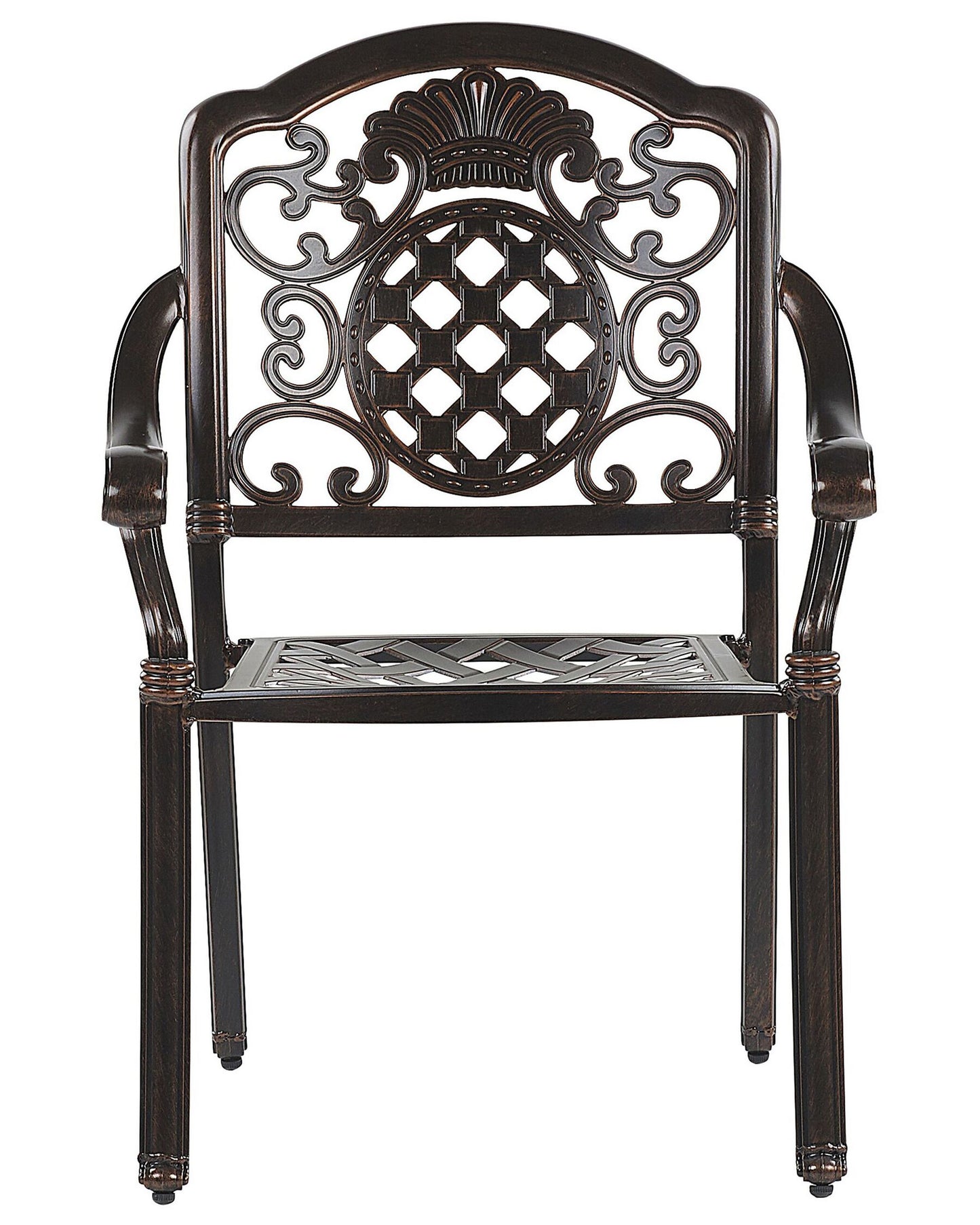Set of 4 Garden Chairs with Cushions SALENTO Metal Dark Brown