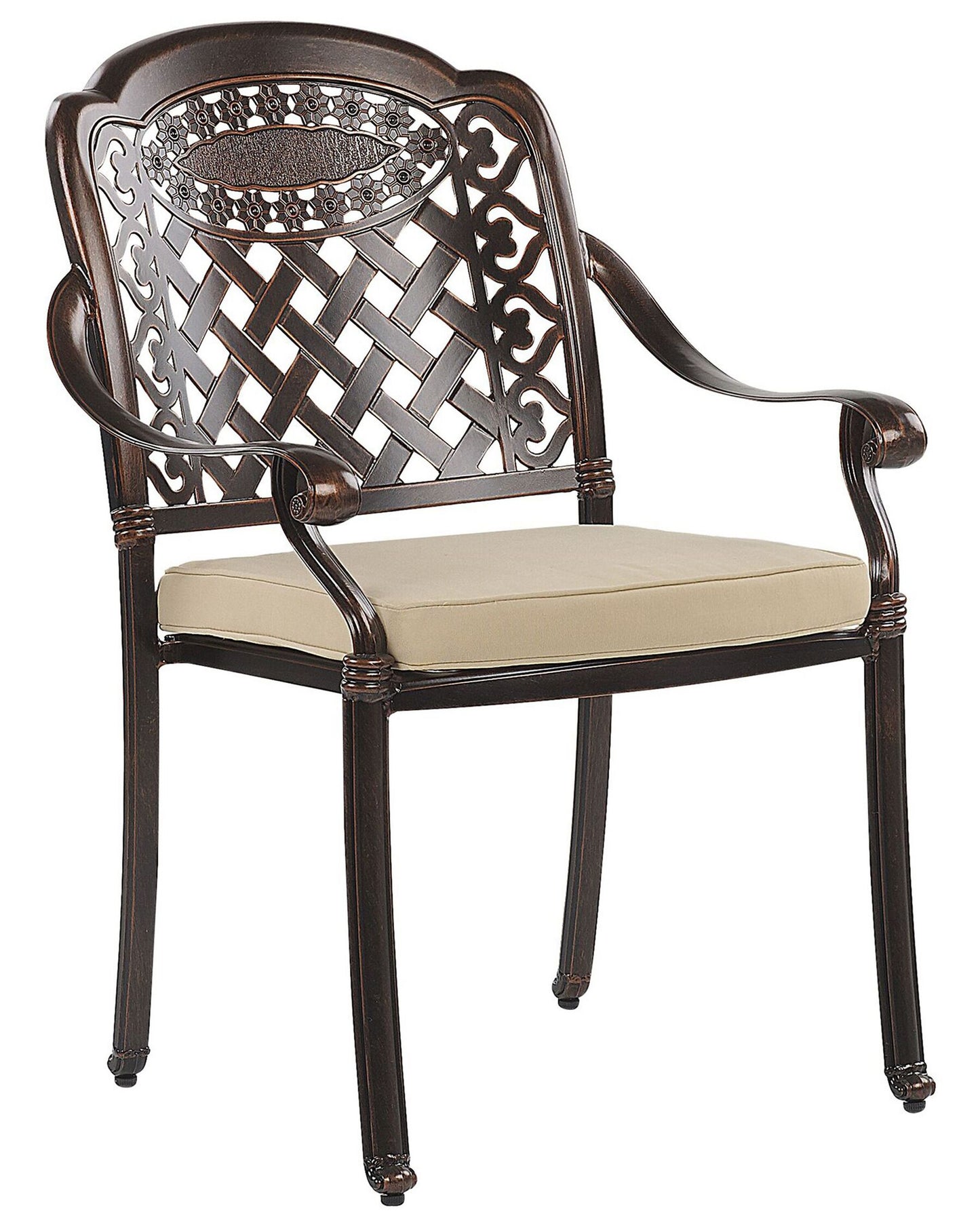 Set of 4 Garden Chairs with Cushions MANFRIA Metal Dark Brown