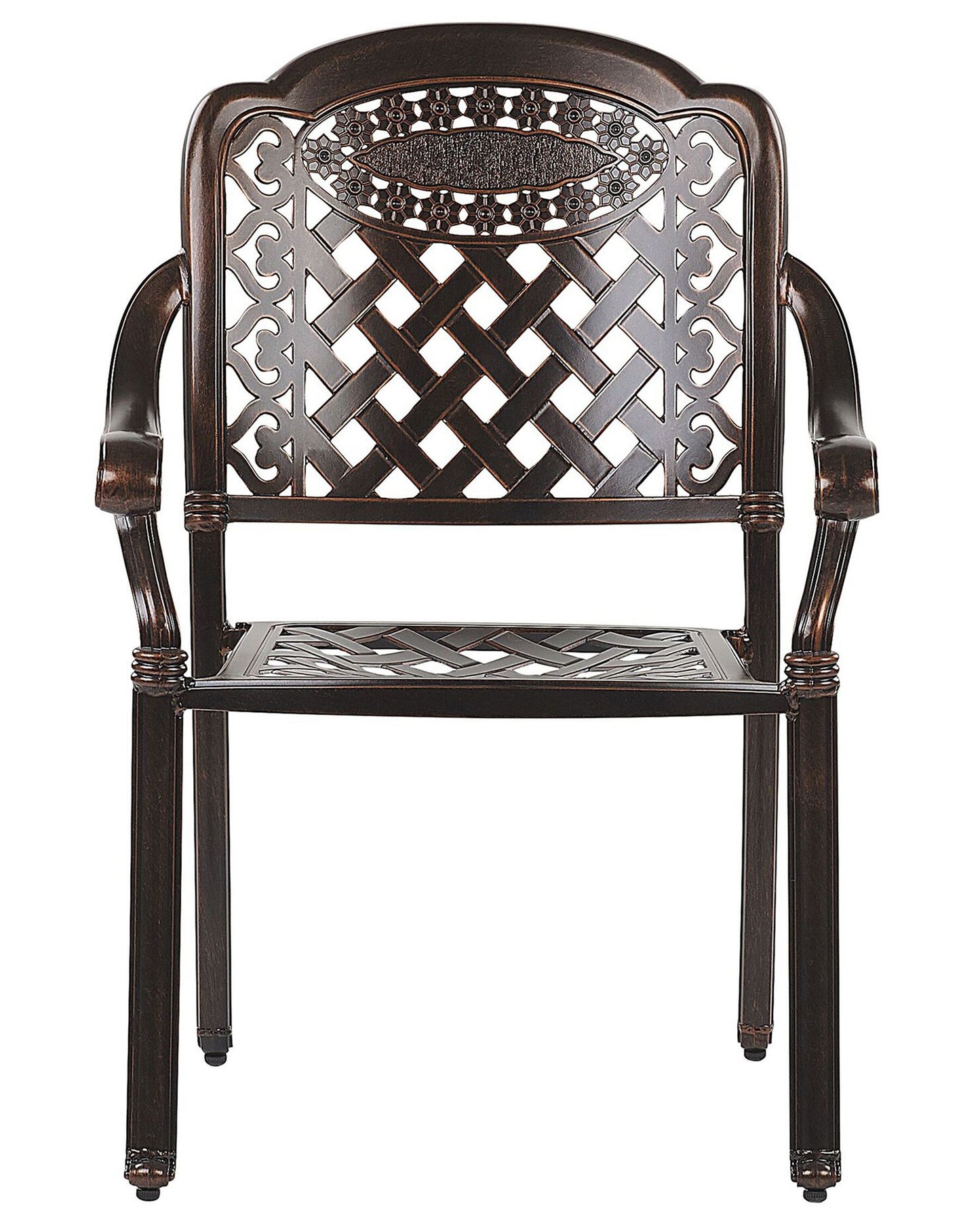 Set of 4 Garden Chairs with Cushions MANFRIA Metal Dark Brown