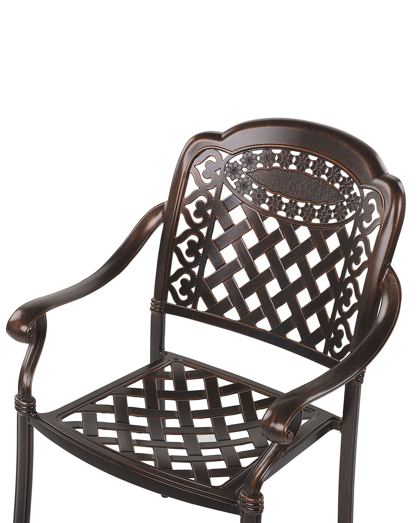 Set of 4 Garden Chairs with Cushions MANFRIA Metal Dark Brown