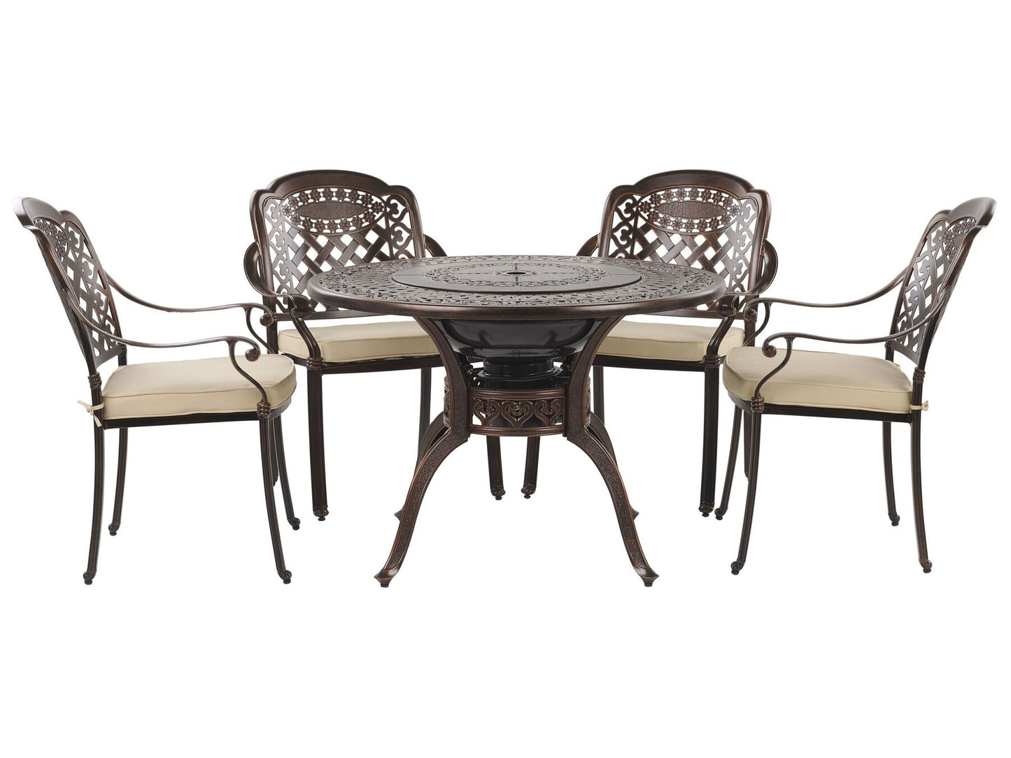 Garden Dining Set 4 Seater MANFRIA with Cushions Metal Dark Brown