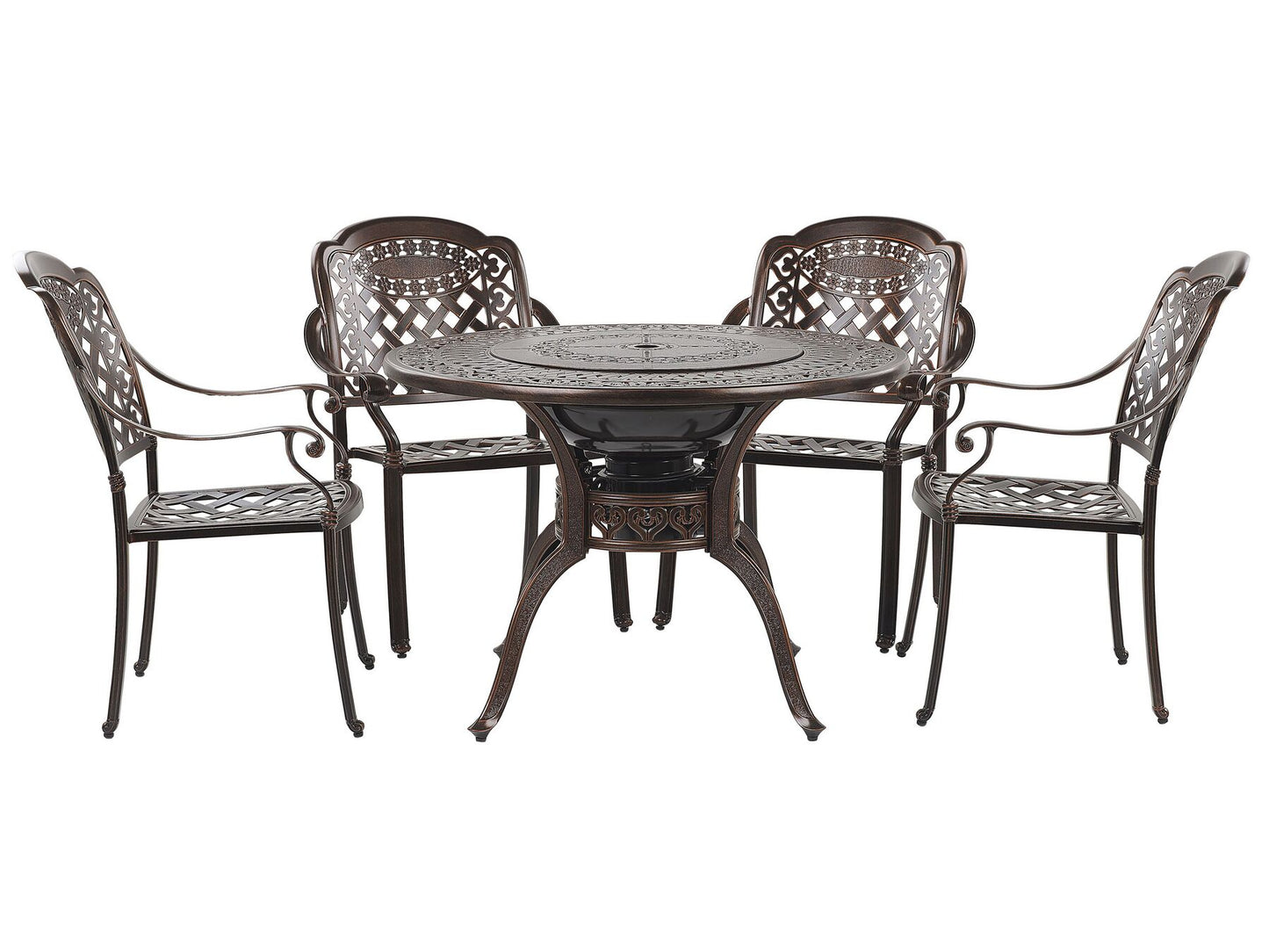 Garden Dining Set 4 Seater MANFRIA with Cushions Metal Dark Brown