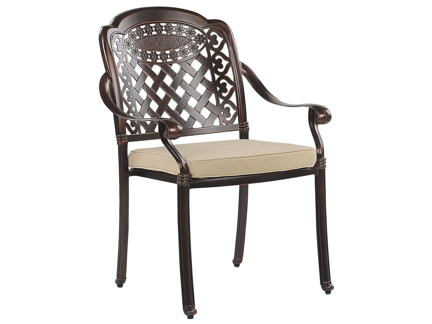 Garden Dining Set 4 Seater MANFRIA with Cushions Metal Dark Brown