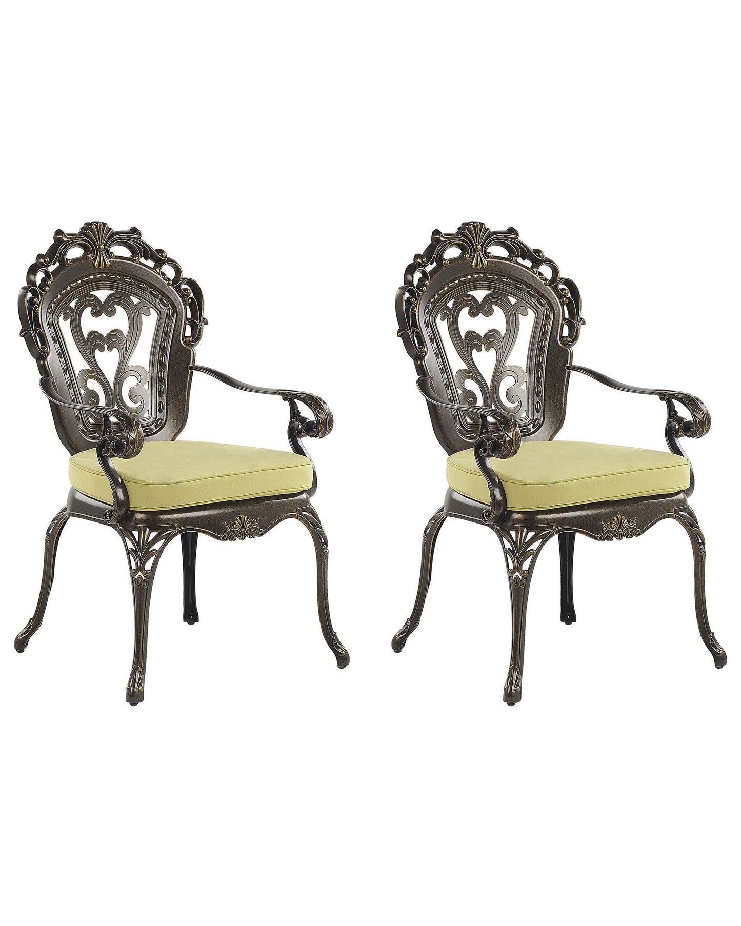 Set of 2 Garden Chairs with Cushions SAPRI Metal Dark Brown