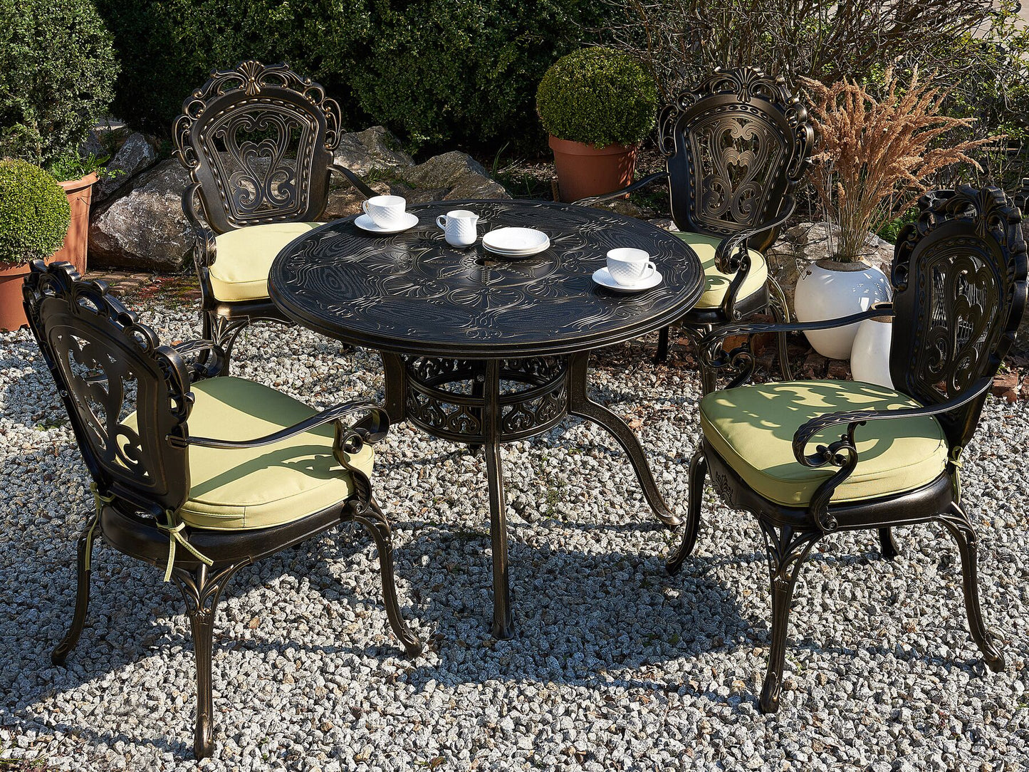 Garden Dining Set 4 Seater SAPRI with Cushions Metal Dark Brown
