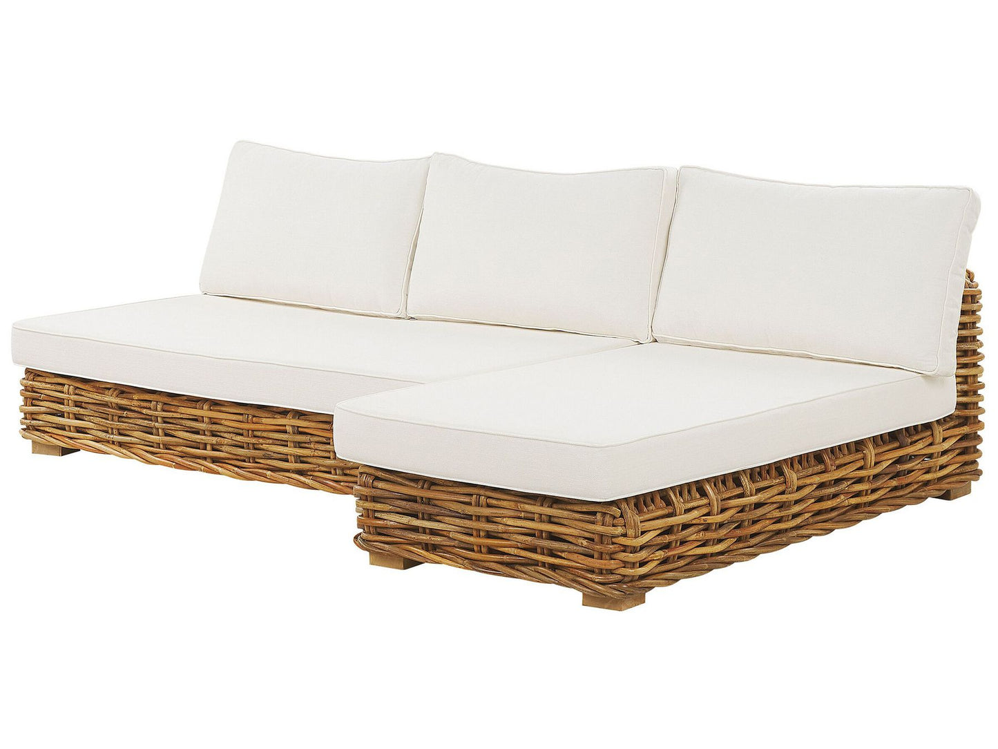 Garden Lounge Set with Table 4 Seater Left Hand Modular Rattan Natural