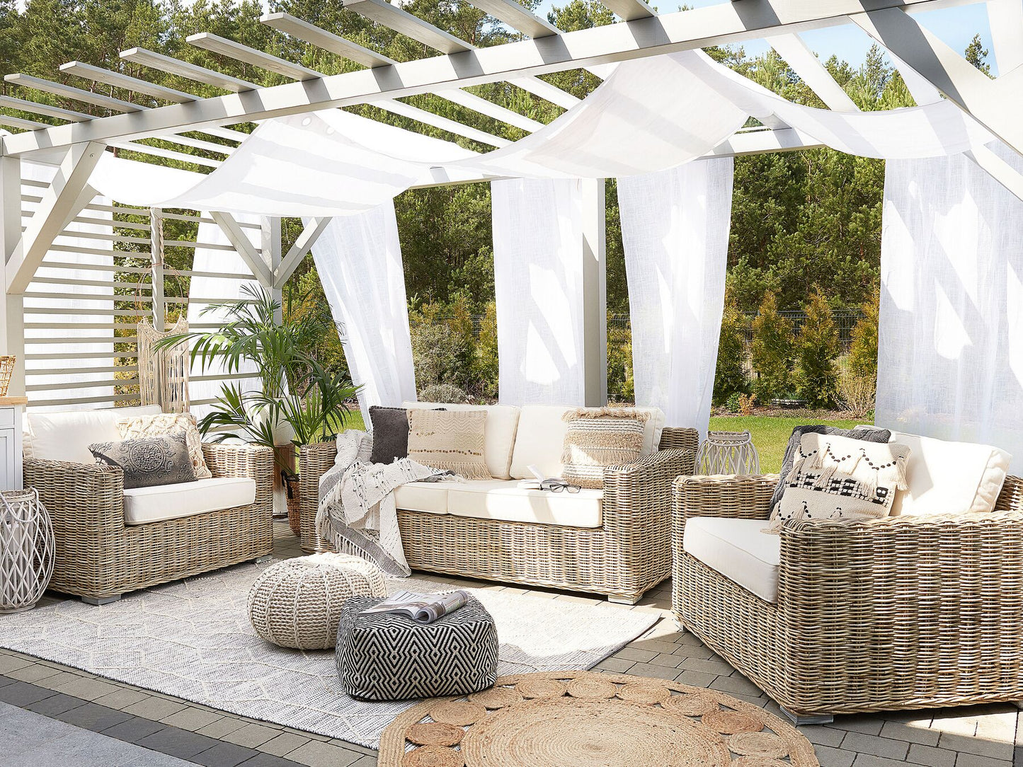 Garden Sofa Set 4 Seater ARDEA Rattan Light Brown