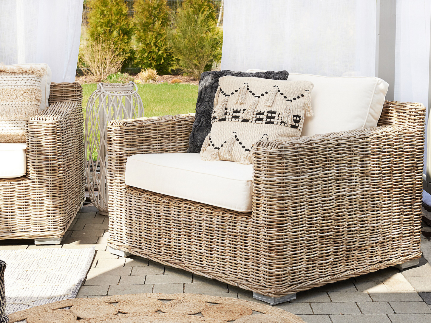 Garden Sofa Set 4 Seater ARDEA Rattan Light Brown