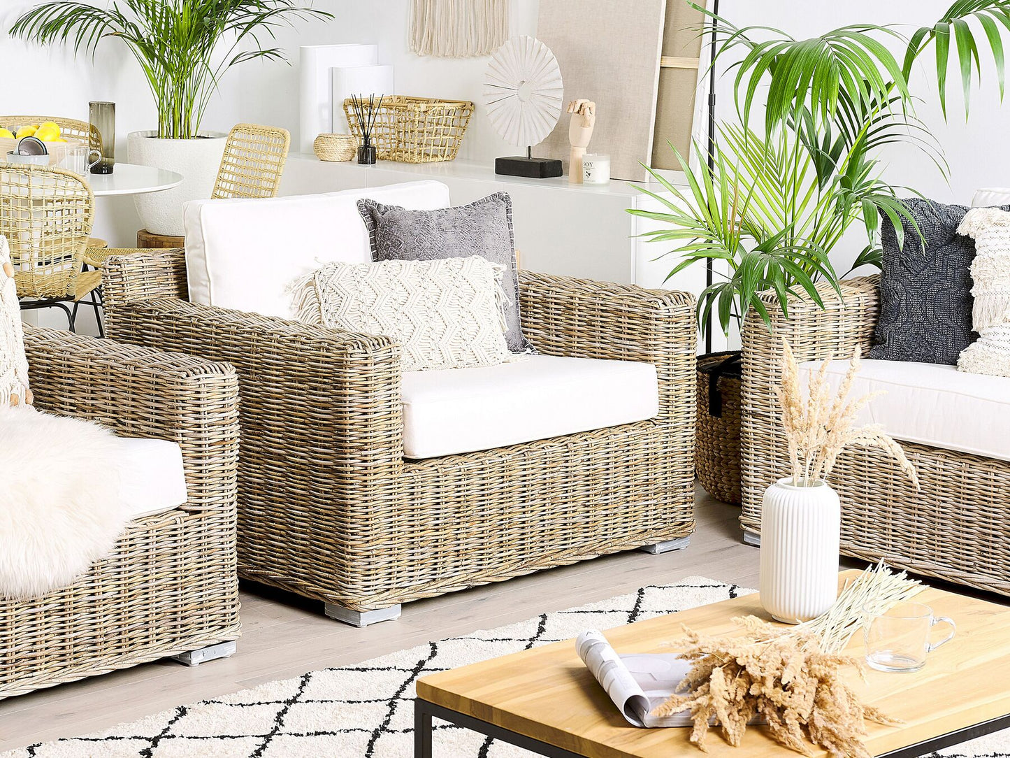 Garden Sofa Set 4 Seater ARDEA Rattan Light Brown