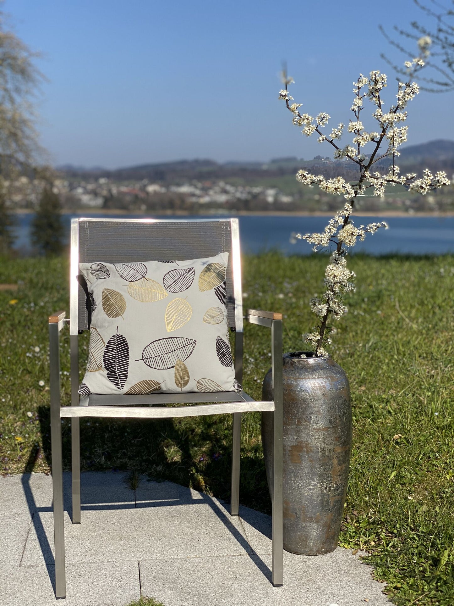 Set of 6 Garden Chairs GROSSETO Stainless Steel Grey