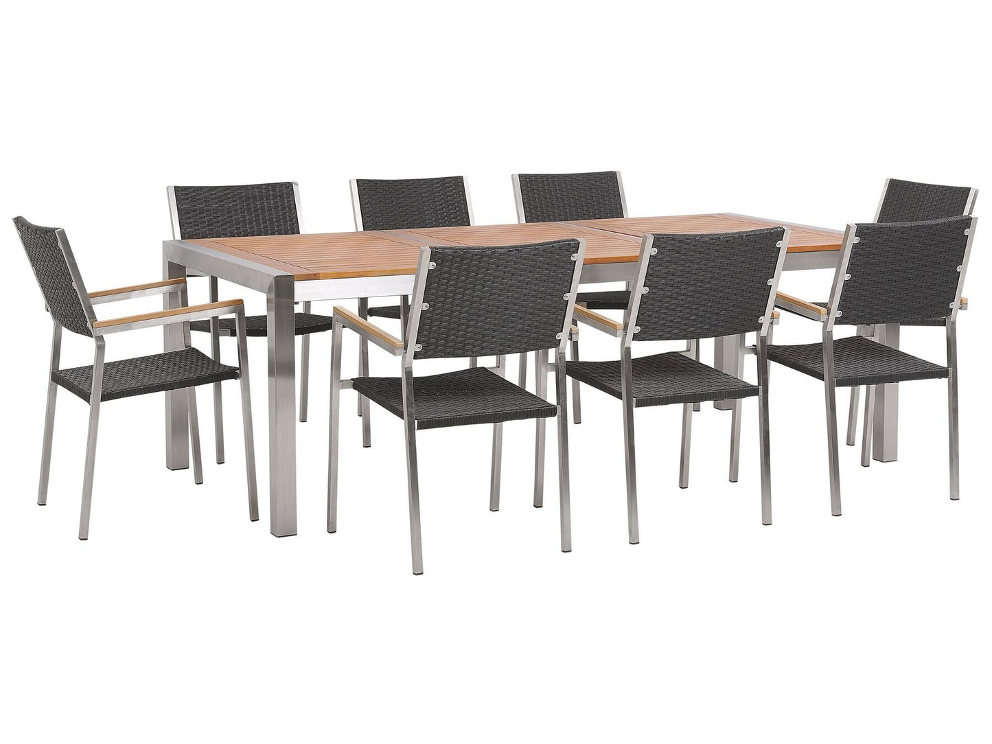 Garden Dining Set 8 Seater GROSSETO Eucalyptus Wood Brown/ Black