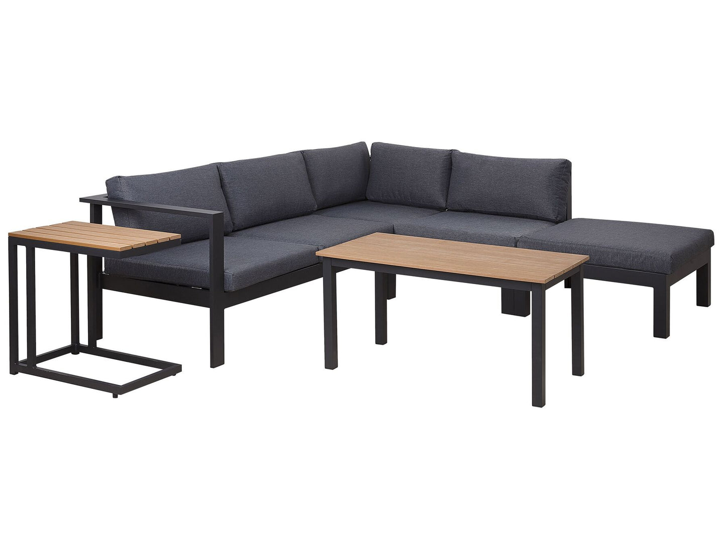 Garden Corner Sofa with Table 5 Seater MESSINA Left Hand Metal Black
