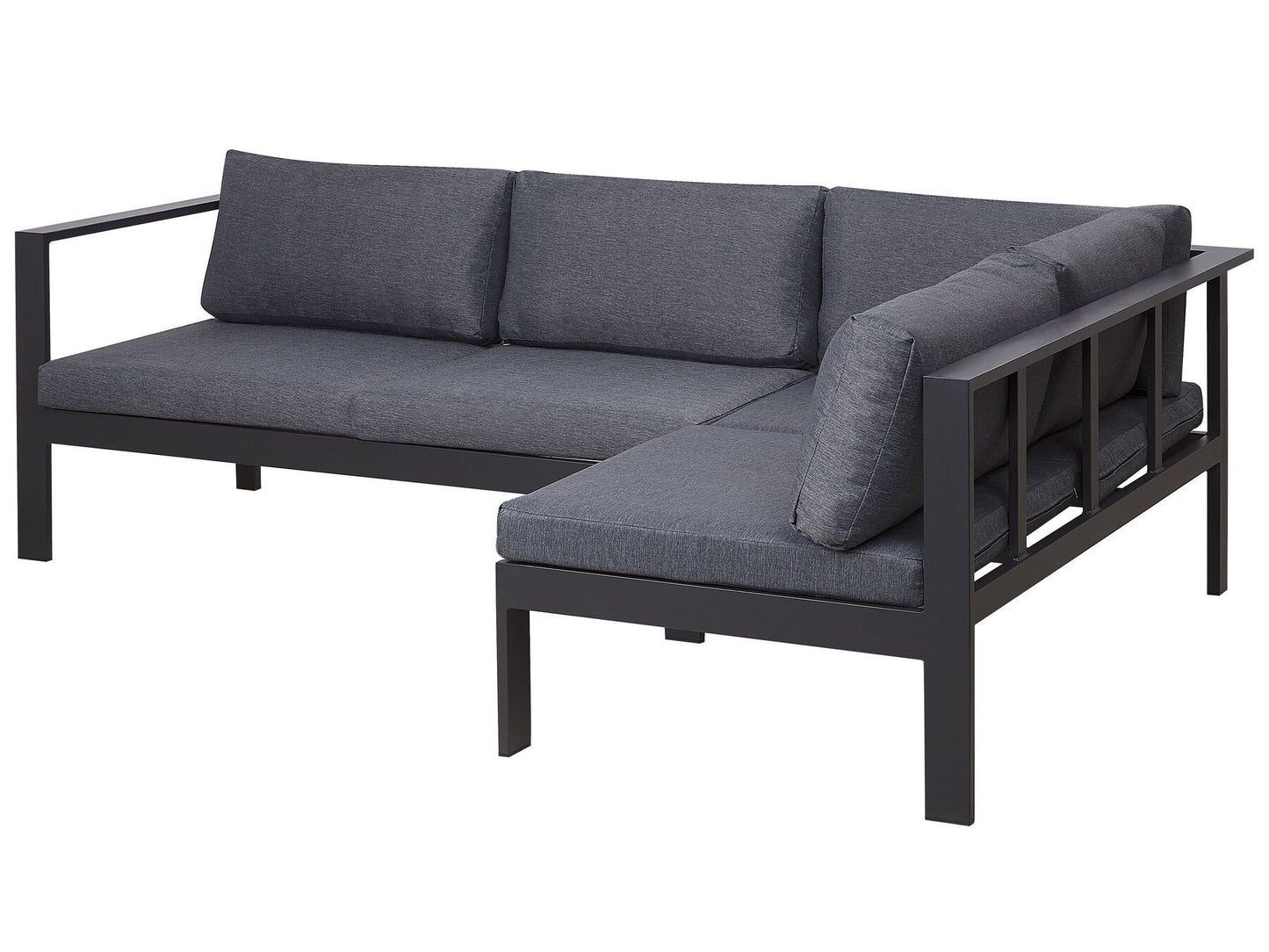 Garden Corner Sofa with Table 5 Seater MESSINA Left Hand Metal Black