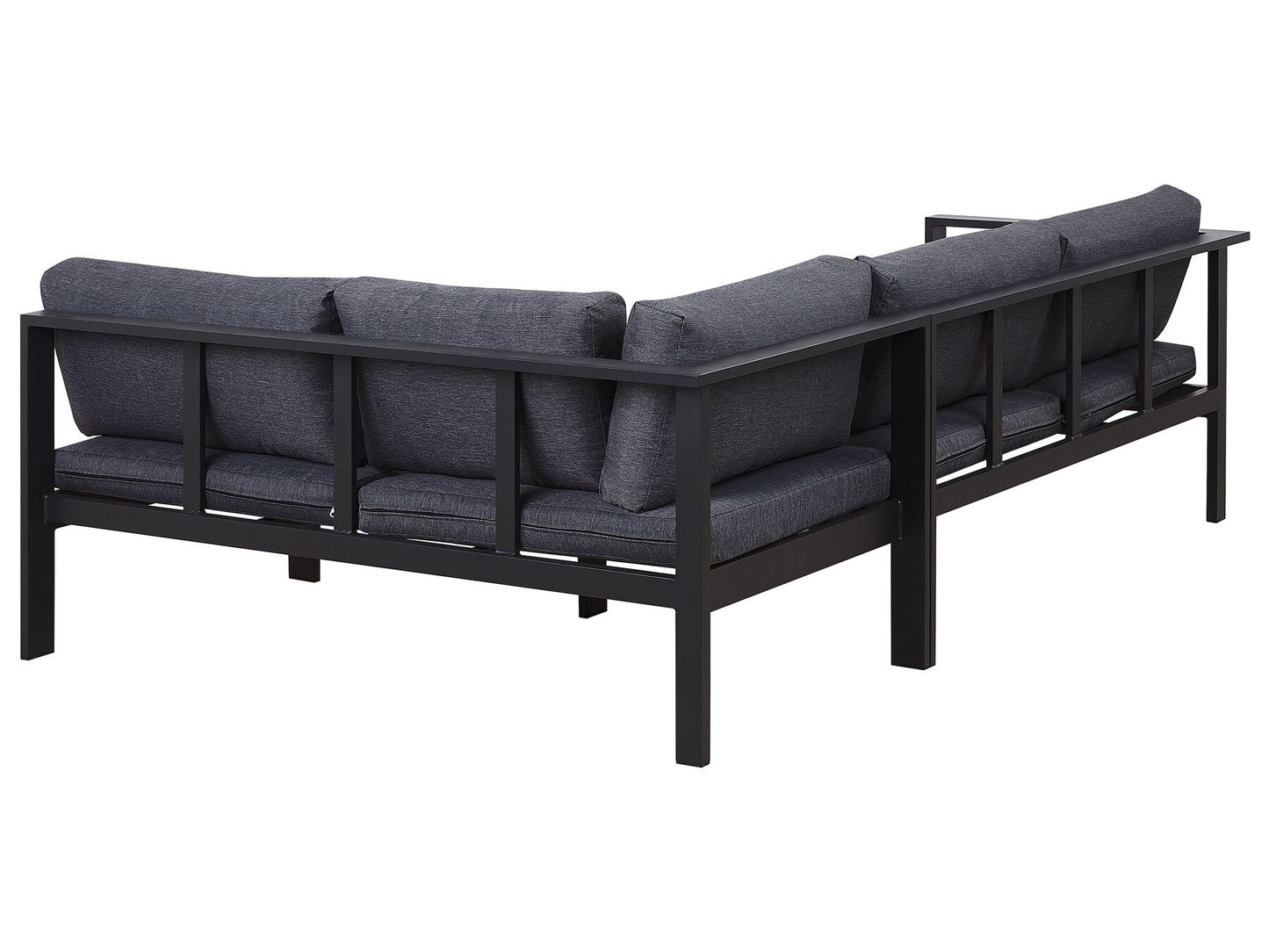 Garden Corner Sofa with Table 5 Seater MESSINA Left Hand Metal Black