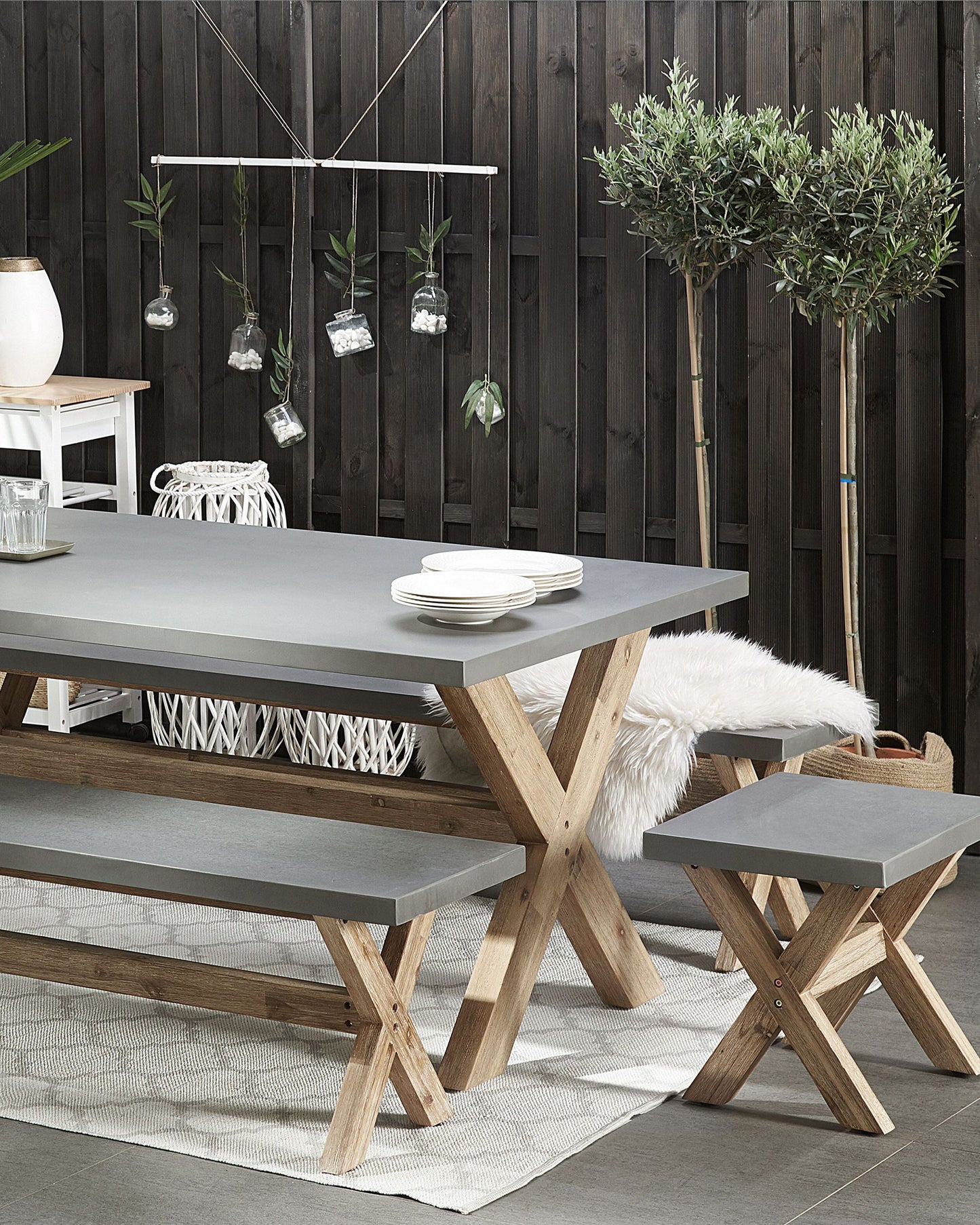 Garden Stool OLBIA Concrete Grey