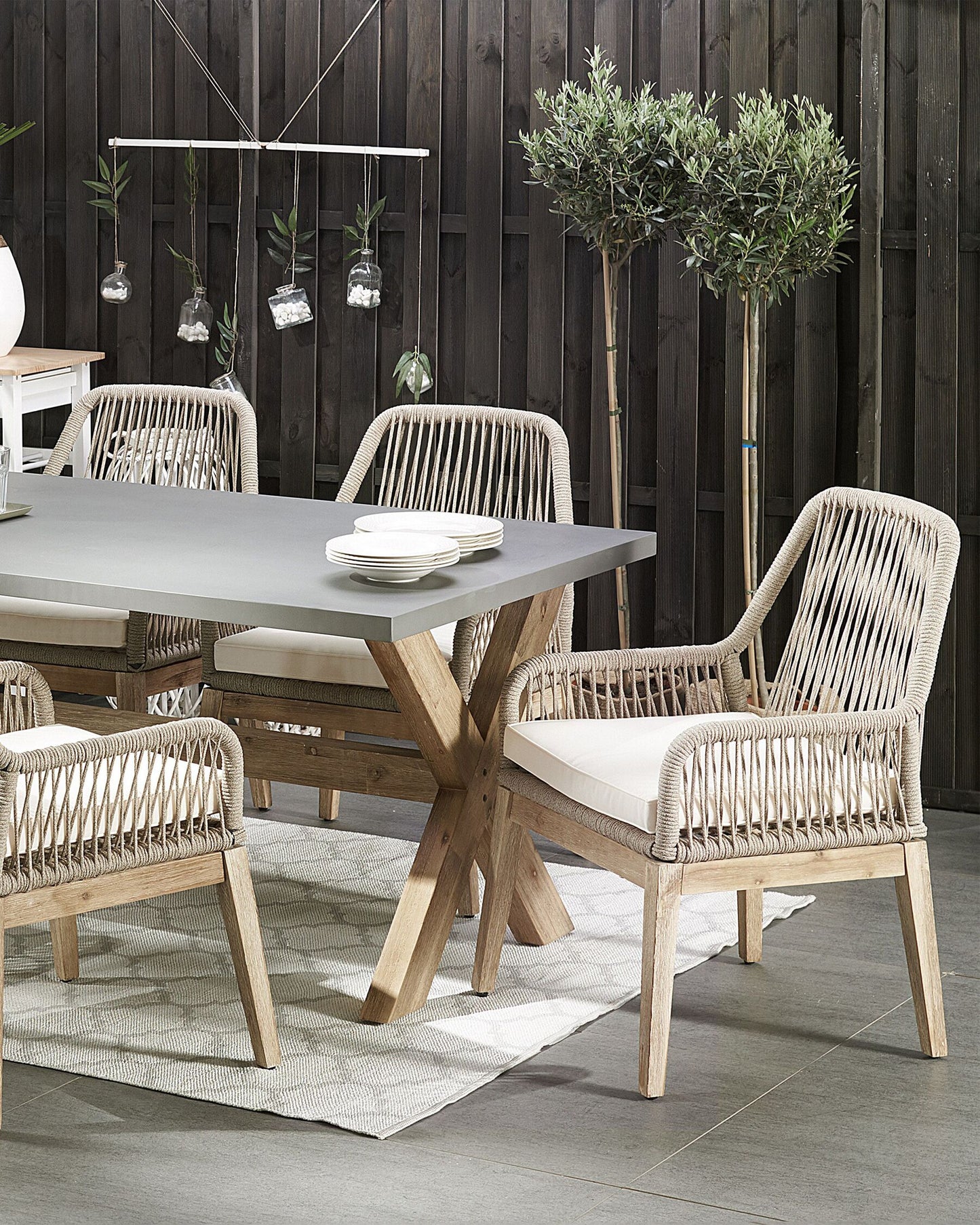 Set of 2 Garden Chairs with Cushions OLBIA Beige