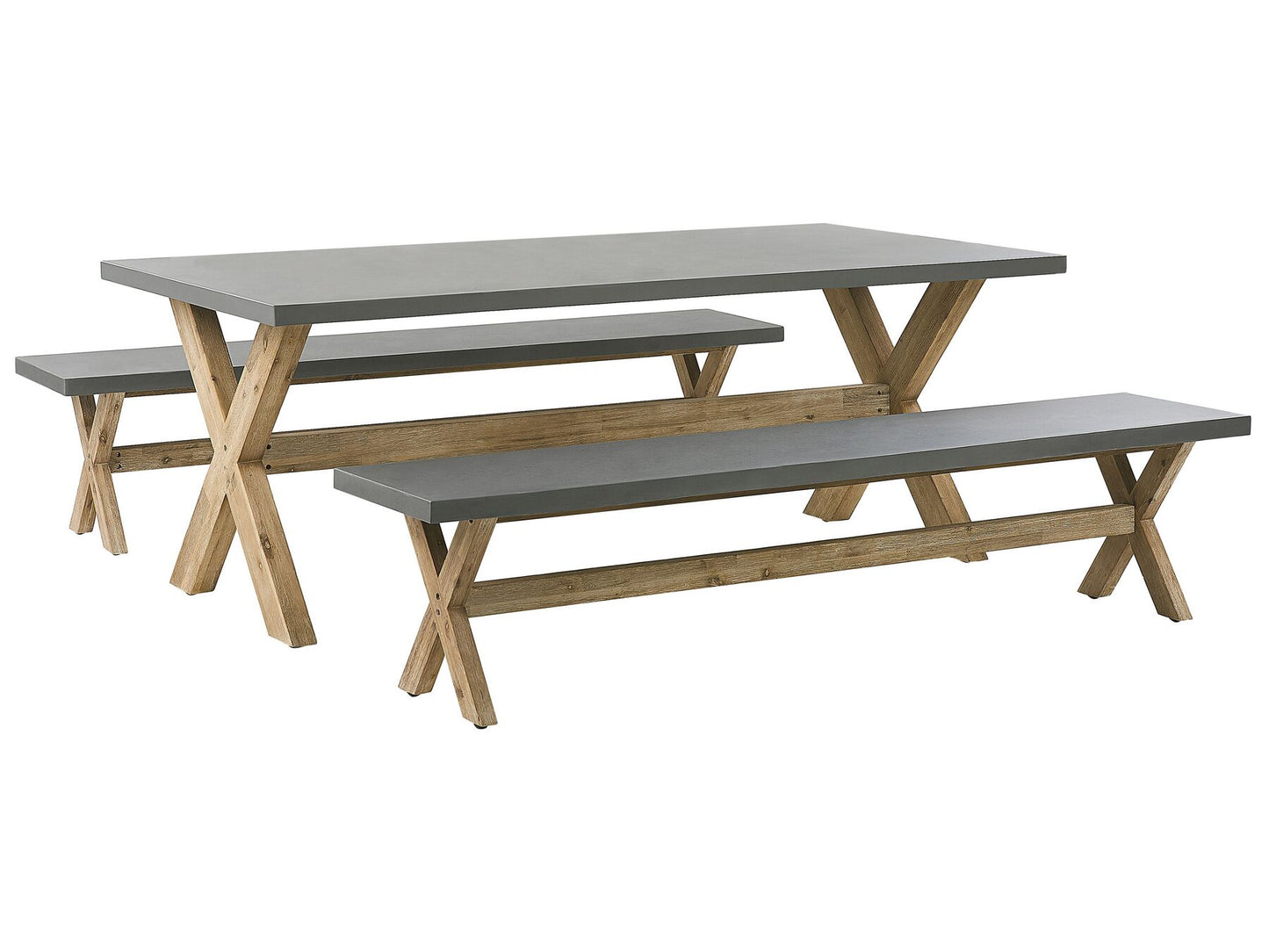 Garden Dining Set with Benches 6 Seater OLBIA Concrete Grey
