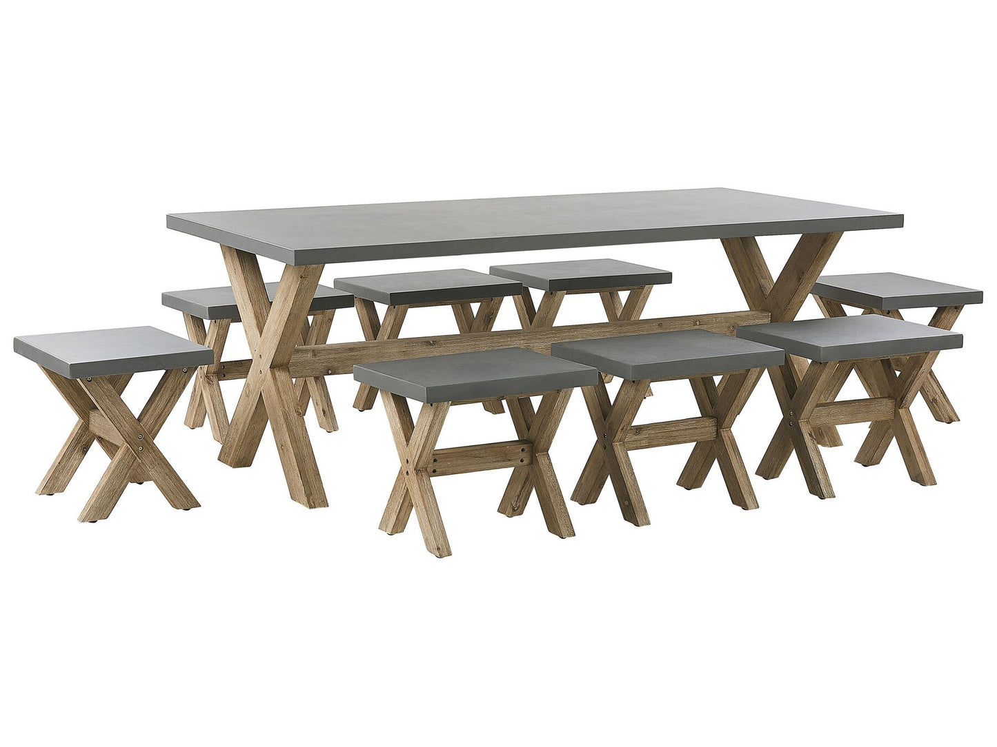 Garden Dining Set with Stools 8 Seater OLBIA Concrete Grey