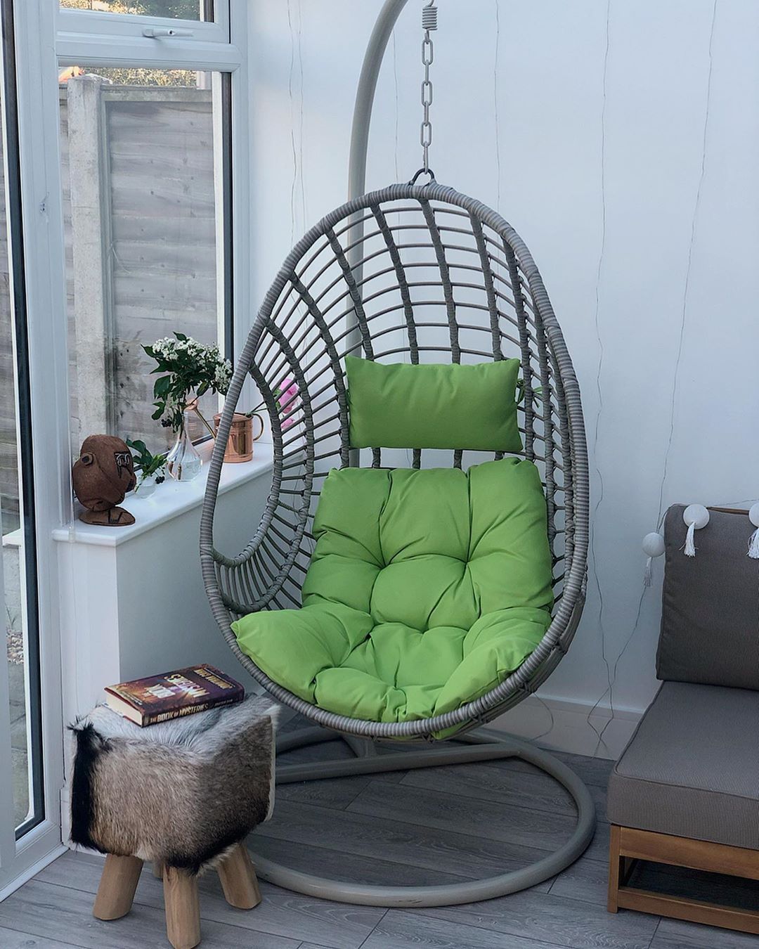 Hanging Chair with Stand ARPINO PE Rattan Beige