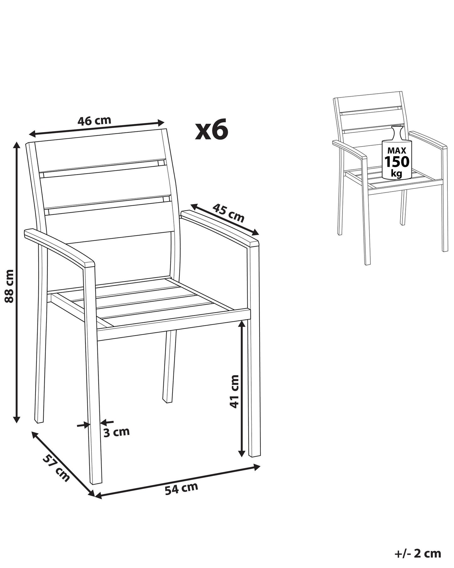 Set of 6 Garden Chairs VERNIO White