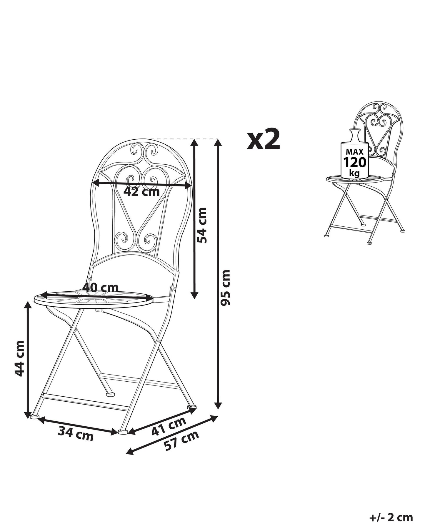 Set of 2 Garden Chairs TRENTO Metal Light Green