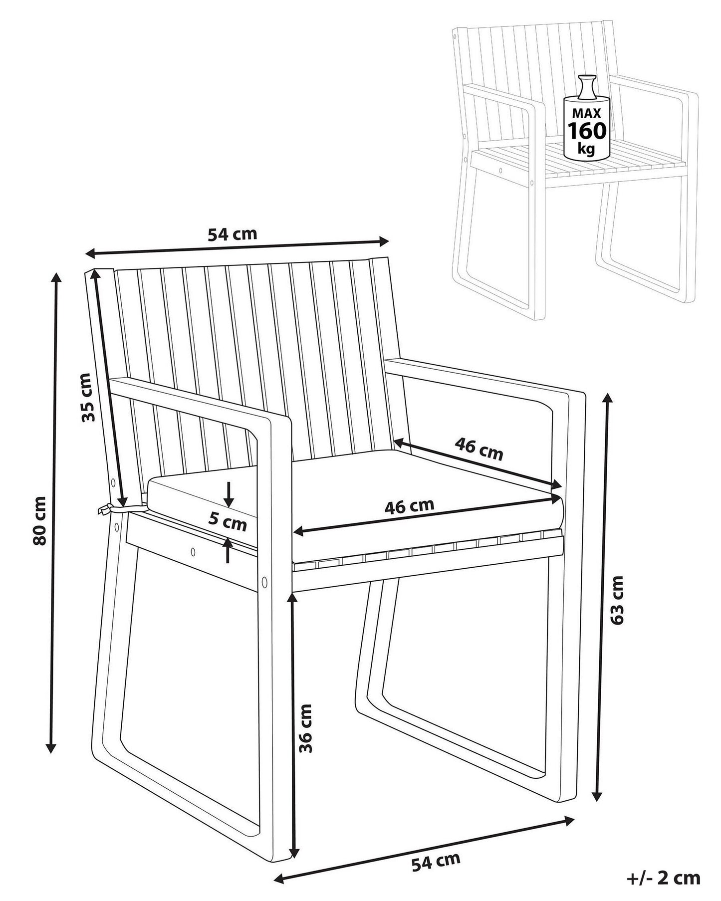 Garden Chair SASSARI Acacia Wood Navy Blue