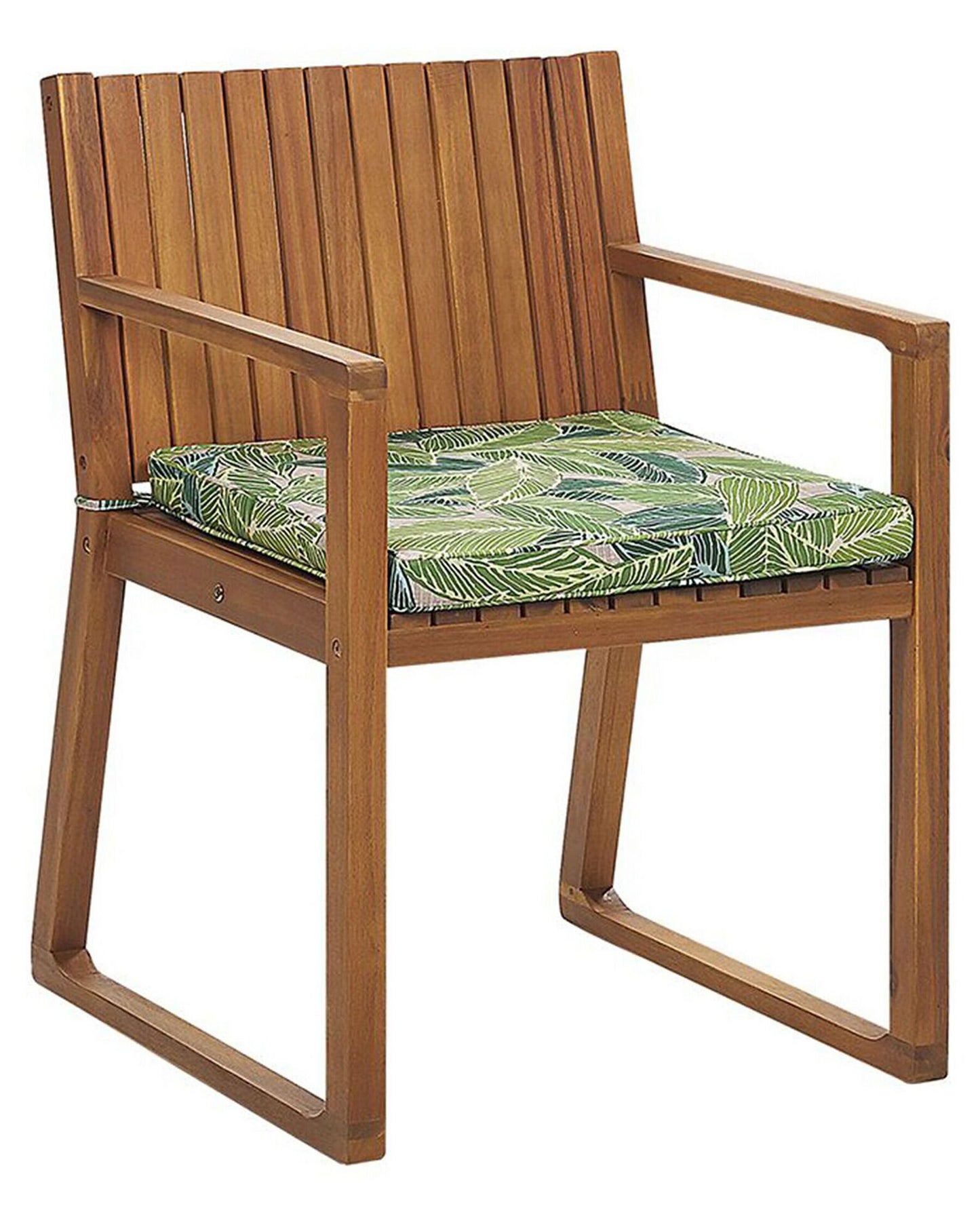 Set of 8 Garden Chairs with Cushions SASSARI Acacia Wood Green