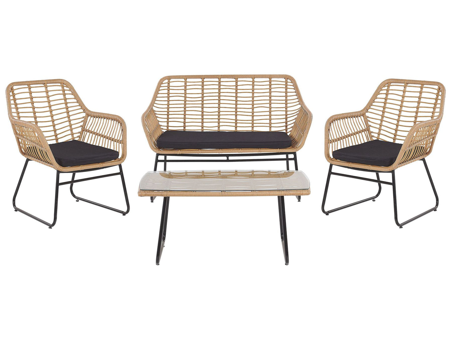 Garden Lounge Set with Table 4 Seater MINORI PE Rattan Beige