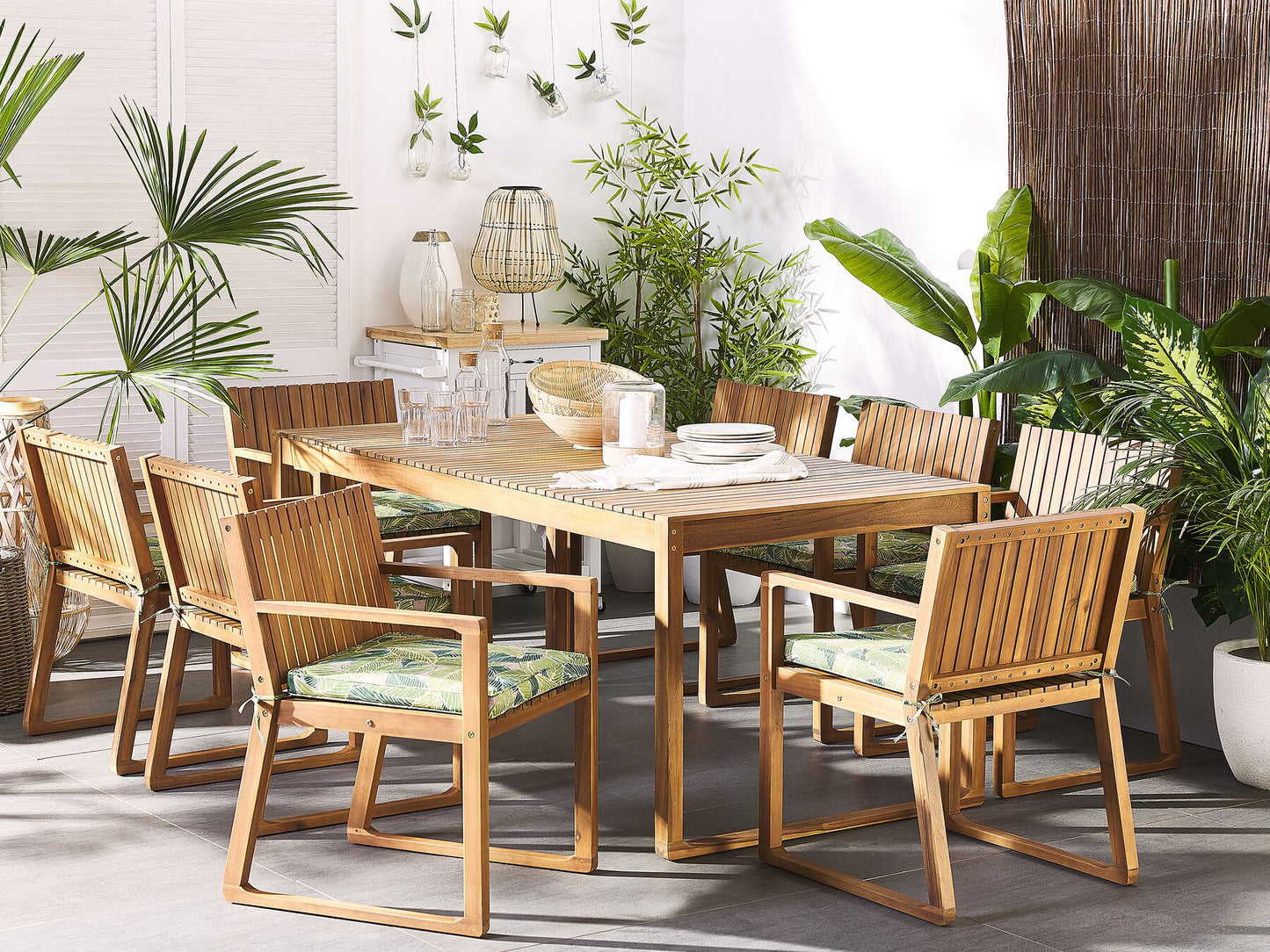 Garden Dining Set 8 Seater SASSARI with Cushions Acacia Wood Green