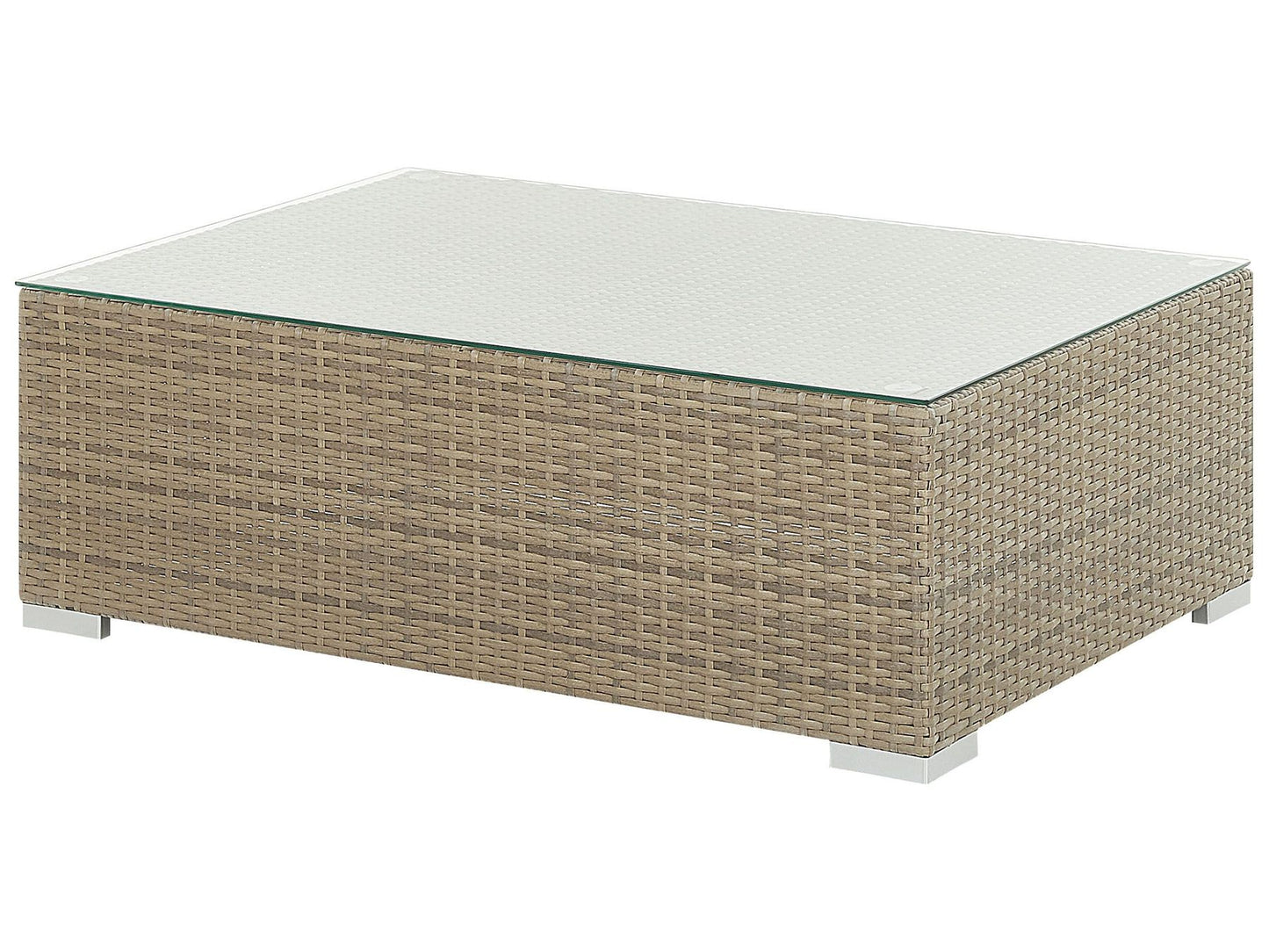 Garden Lounge Set with Table 8 Seater Modular Rattan Light Brown