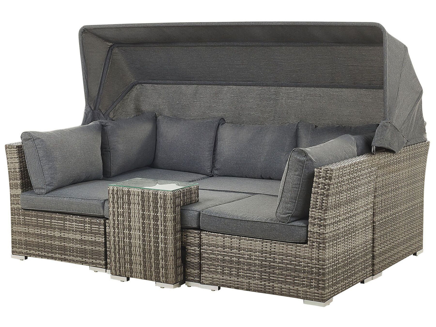 Garden Lounge Set with Table 6 Seater CORTE Modular PE Rattan Dark Brown