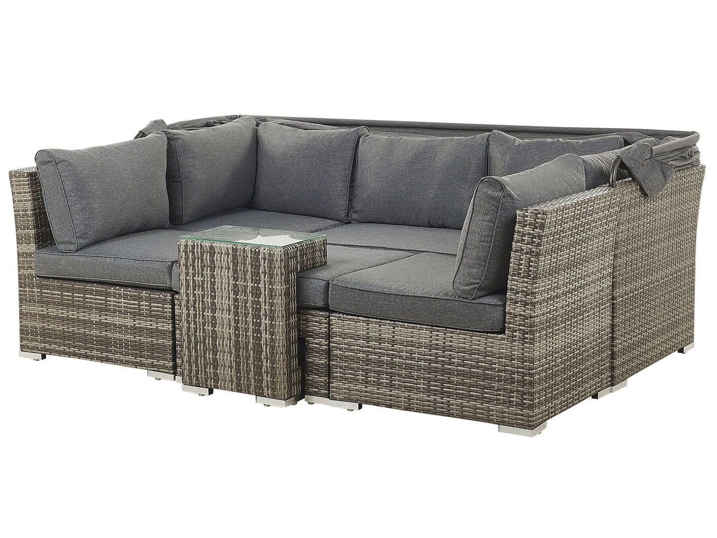 Garden Lounge Set with Table 6 Seater CORTE Modular PE Rattan Dark Brown