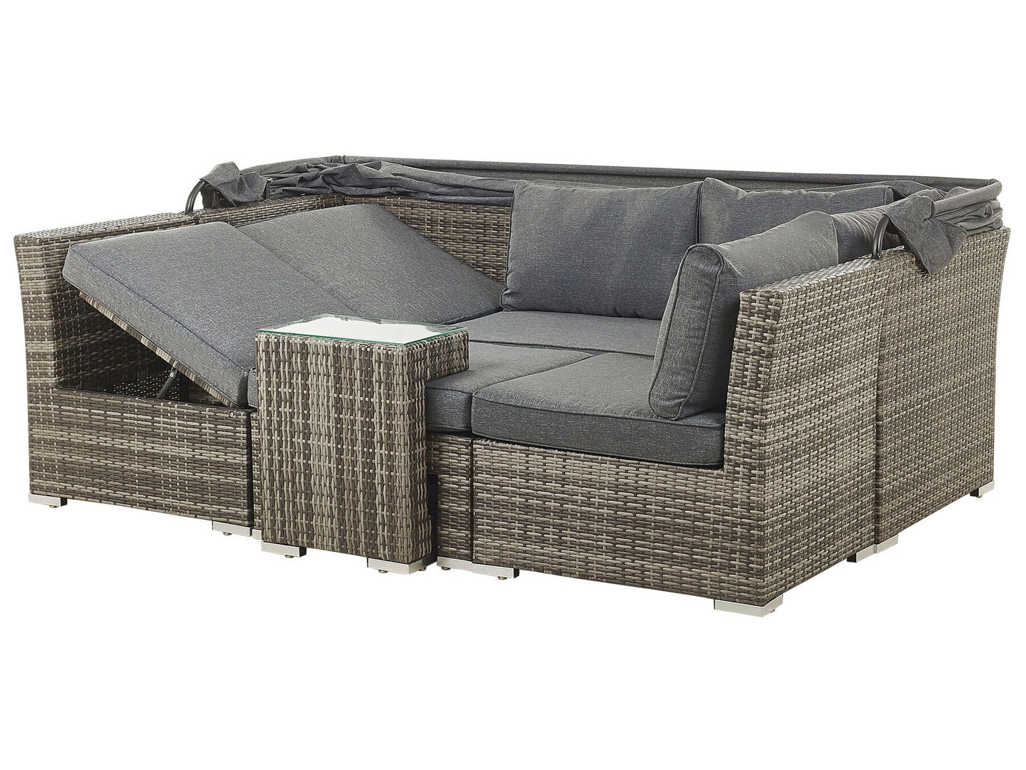 Garden Lounge Set with Table 6 Seater CORTE Modular PE Rattan Dark Brown
