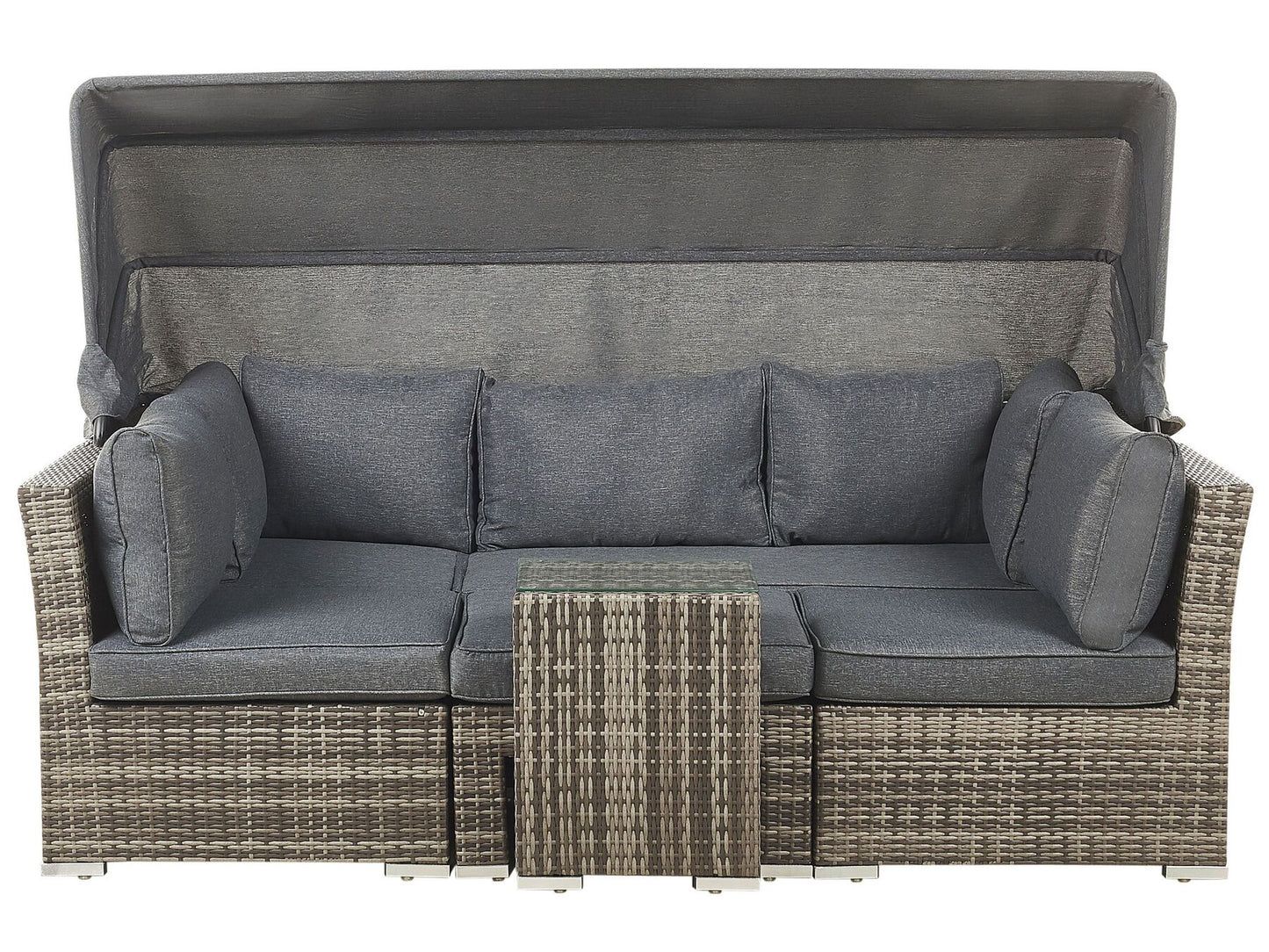 Garden Lounge Set with Table 6 Seater CORTE Modular PE Rattan Dark Brown
