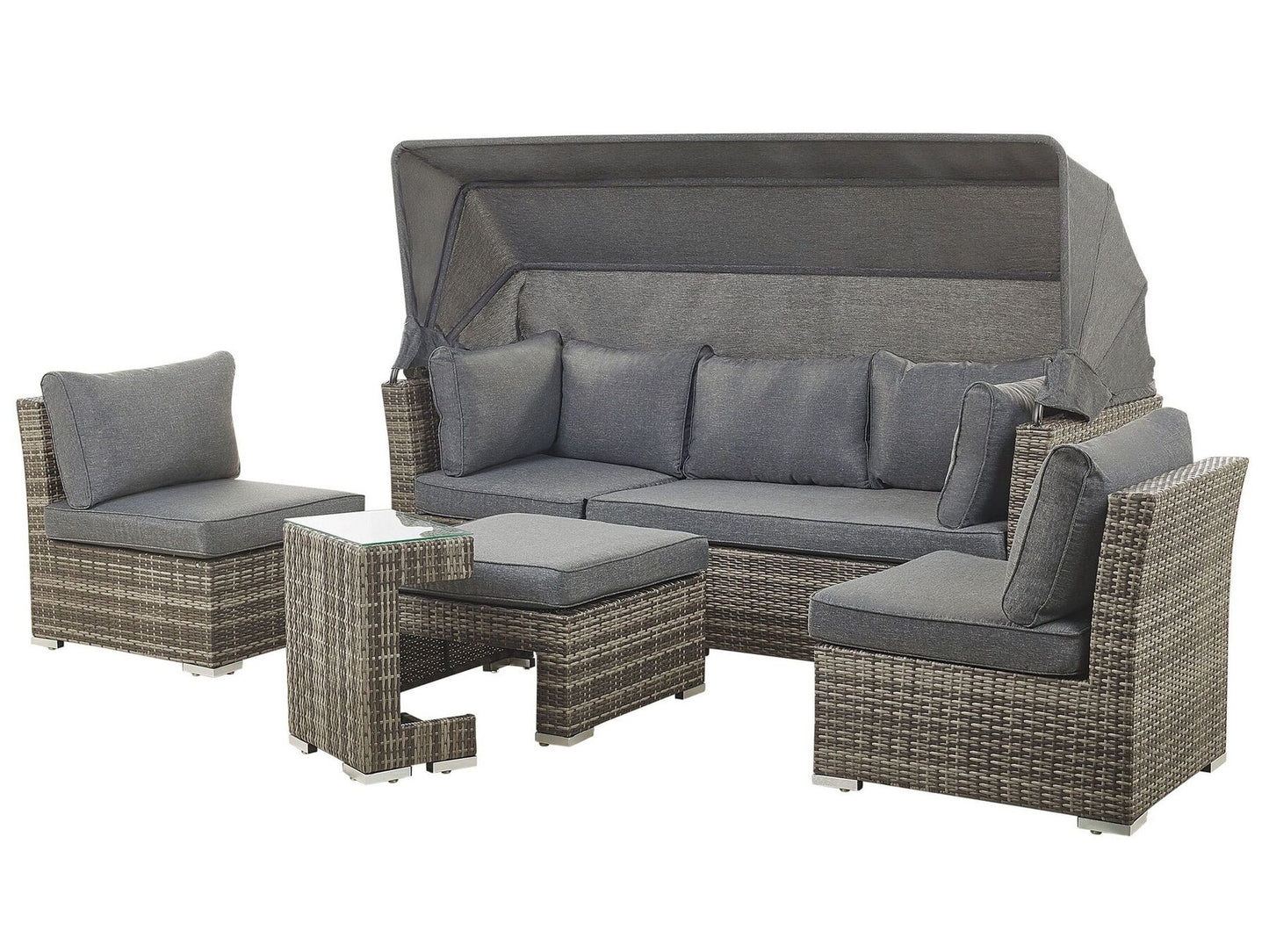 Garden Lounge Set with Table 6 Seater CORTE Modular PE Rattan Dark Brown