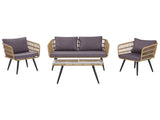 Garden Lounge Set with Table 4 Seater FOBELLO PE Rattan Beige