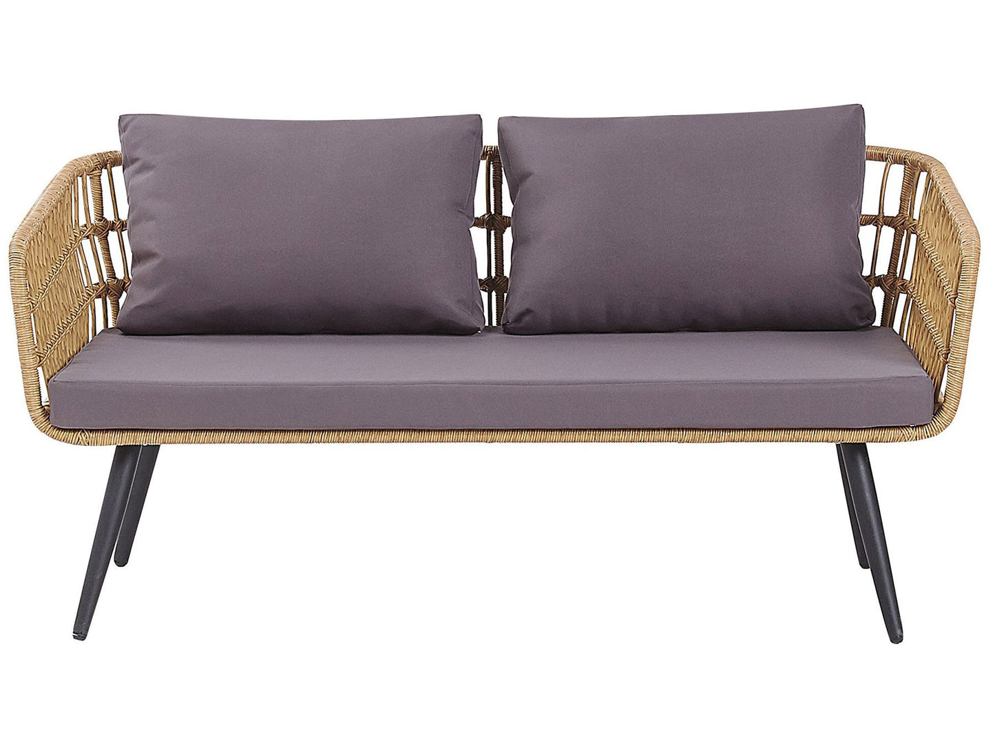 Garden Lounge Set with Table 4 Seater FOBELLO PE Rattan Beige