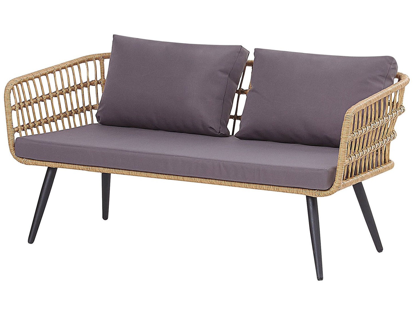 Garden Lounge Set with Table 4 Seater FOBELLO PE Rattan Beige