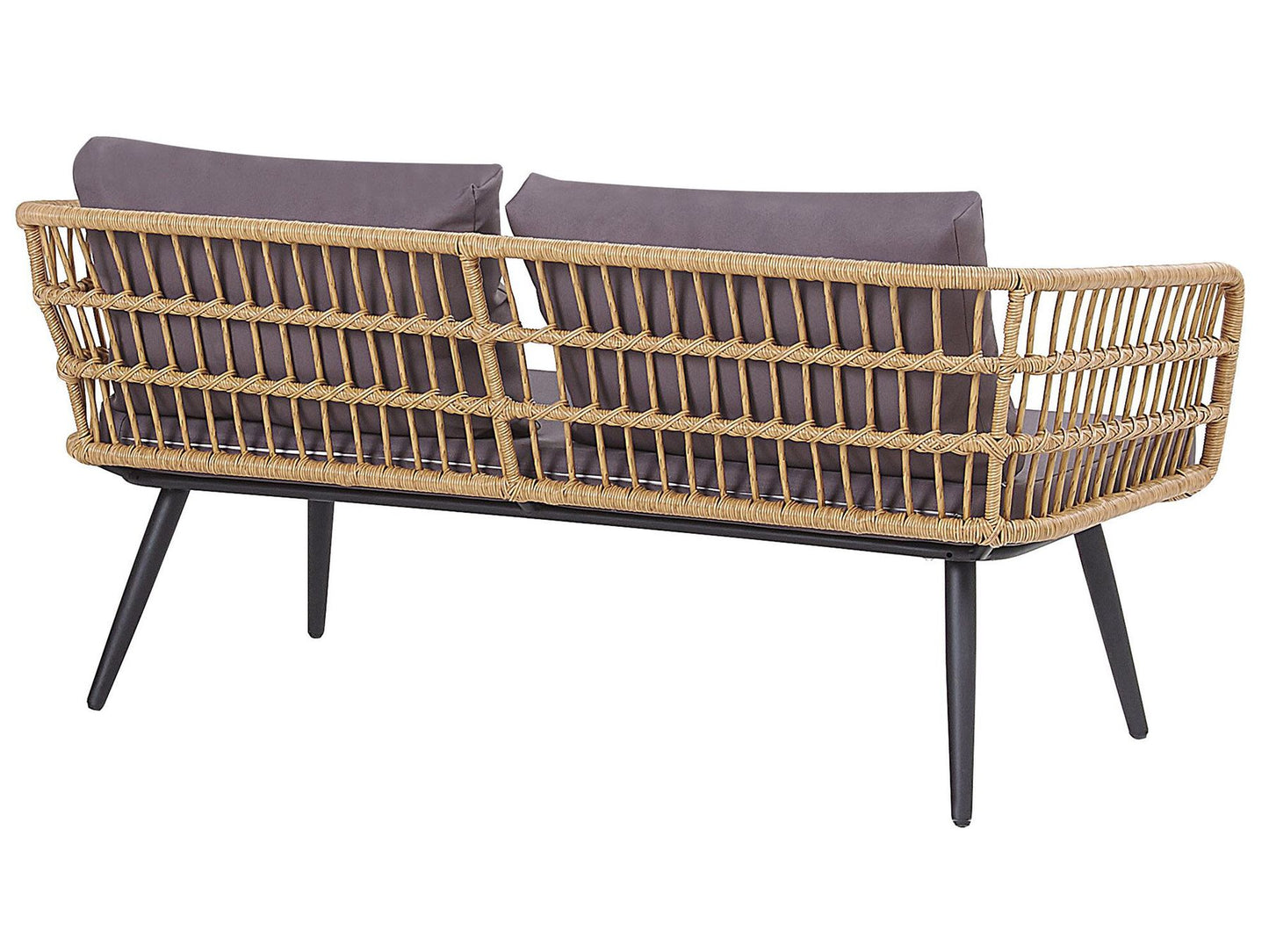 Garden Lounge Set with Table 4 Seater FOBELLO PE Rattan Beige