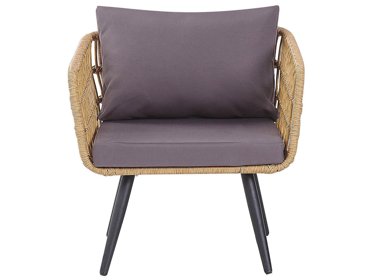 Garden Lounge Set with Table 4 Seater FOBELLO PE Rattan Beige